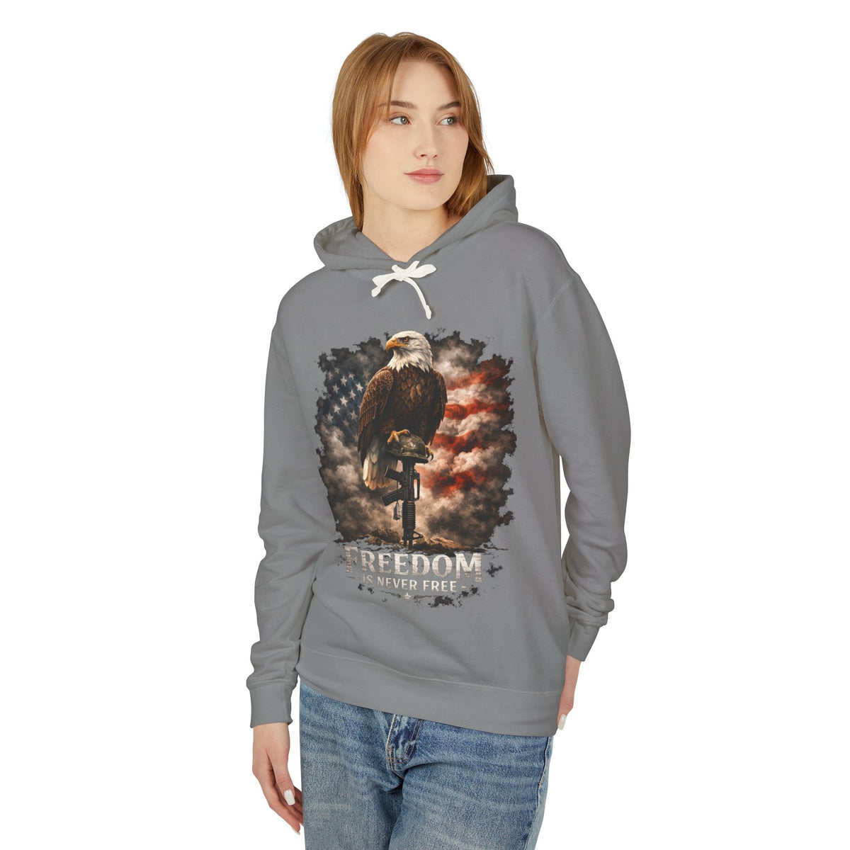 USA Egale and Flag Hooded Sweatshirtas