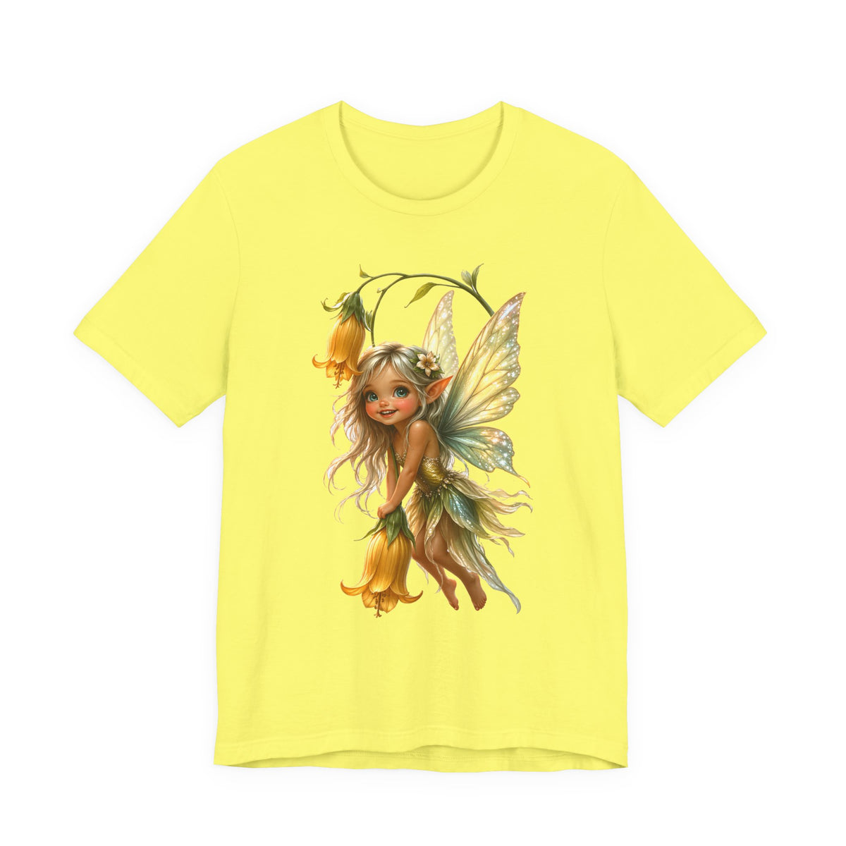 Fairy Flower T-Shirt — Whimsical Yellow Bell Fairy Graphic Tee
