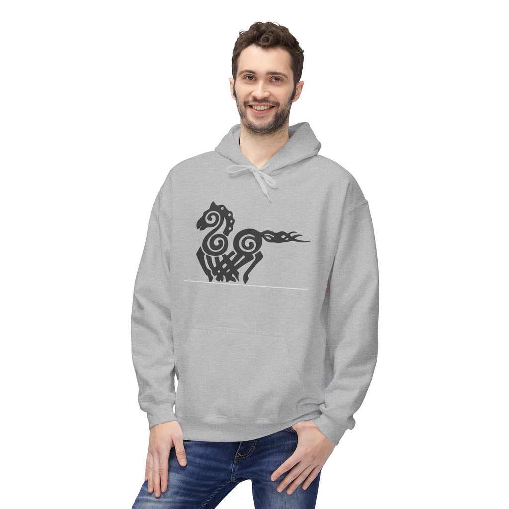 Viking Horse Tribal Hoodie — Nordic Norse Rune Stallion Design