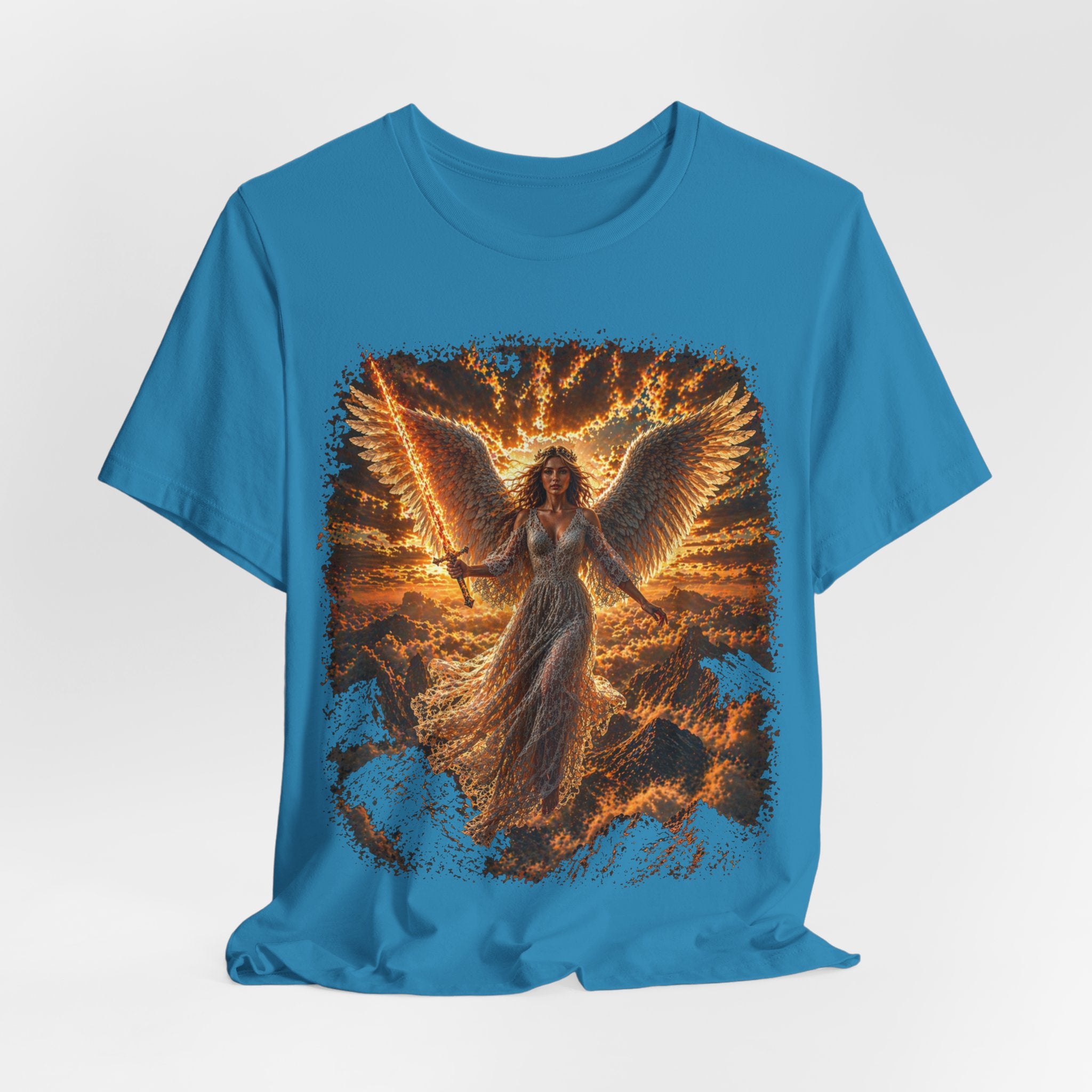 Angel Wings Graphic Tee — Fiery Guardian Angel Design