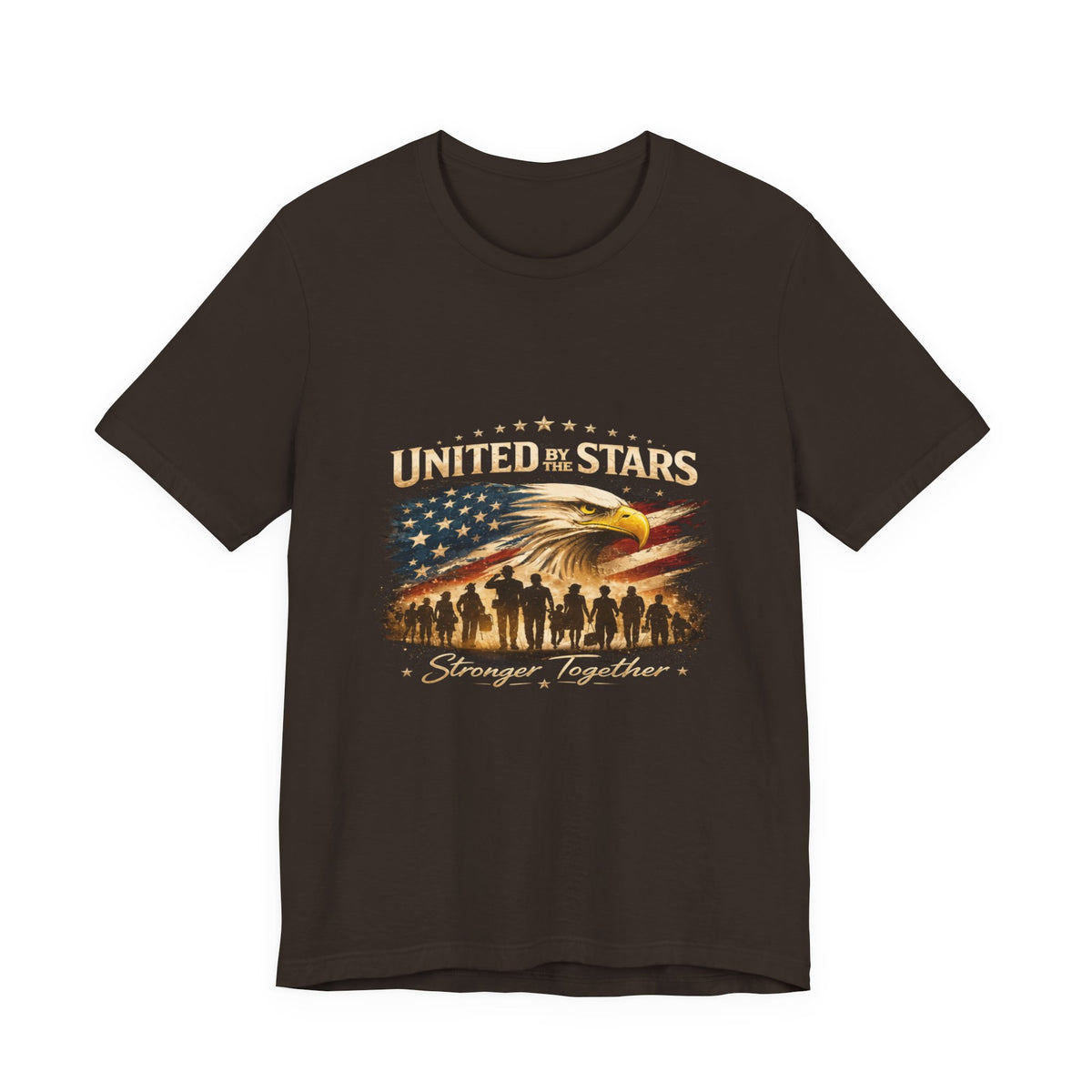 United We Stand T-Shirt – Patriotic Eagle & Soldiers “Stronger Together” Tee