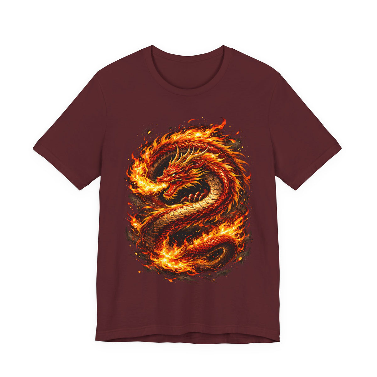 Flaming Dragon T-Shirt — Fiery Eastern Dragon Graphic Tee