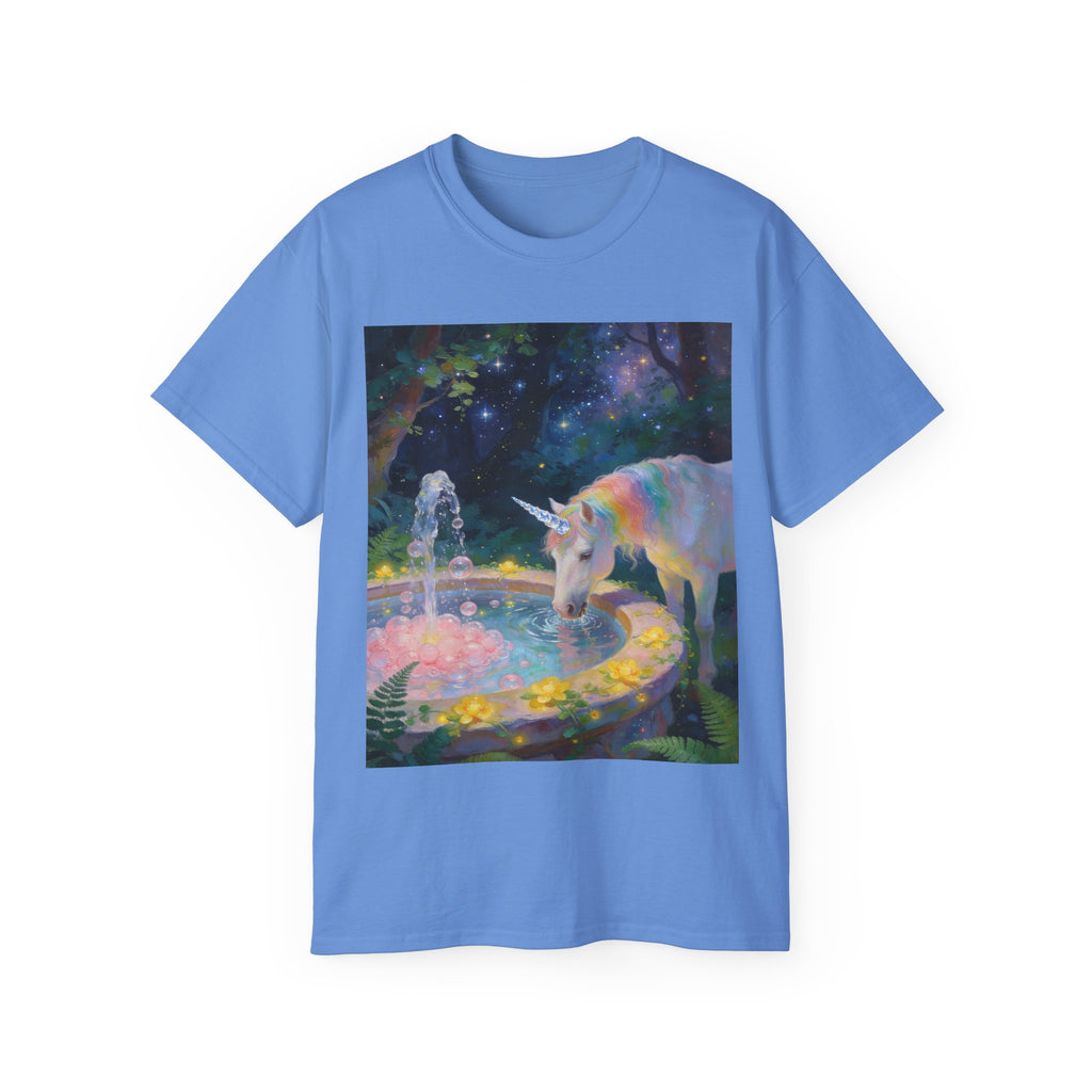 Copy of Unicorn Night Garden Tee — Rainbow Unicorn at Moonlit Fountain T-Shirt