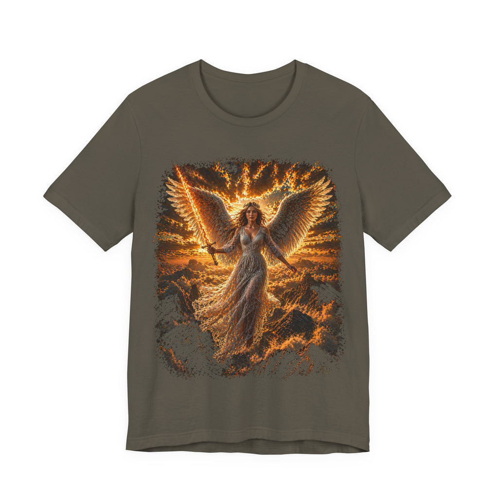 Angel Wings Graphic Tee — Fiery Guardian Angel Design