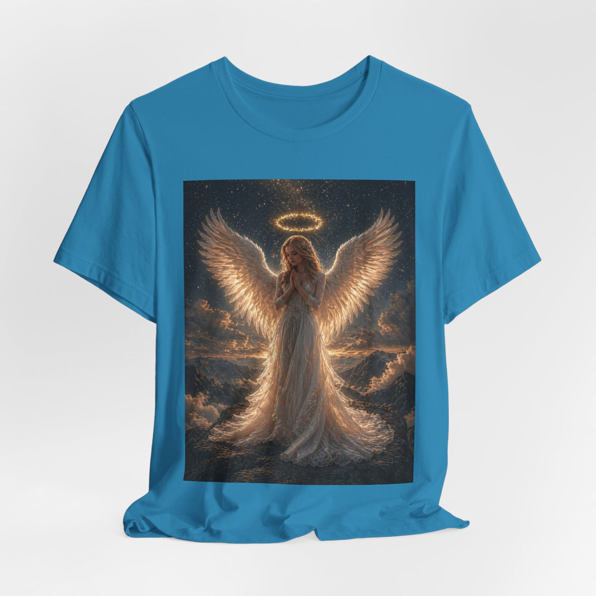 Angel Wings Graphic Tee — Glowing Halo Spiritual T-Shirt