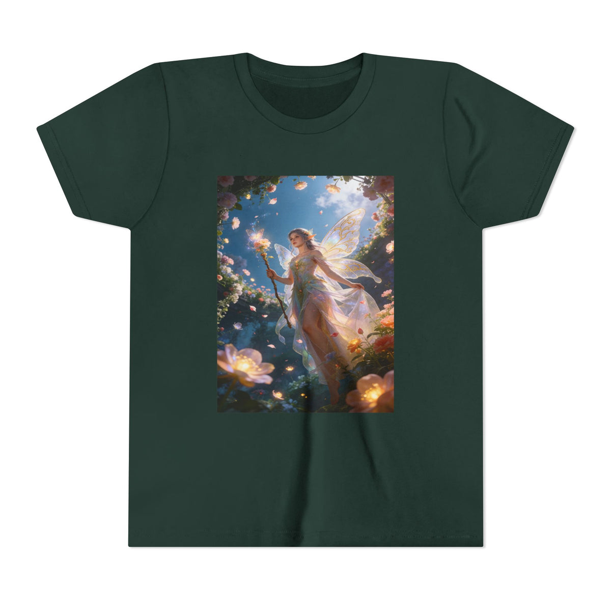 Fairy Glow Youth Tee — Enchanted Forest Fairy Graphic T-Shirt
