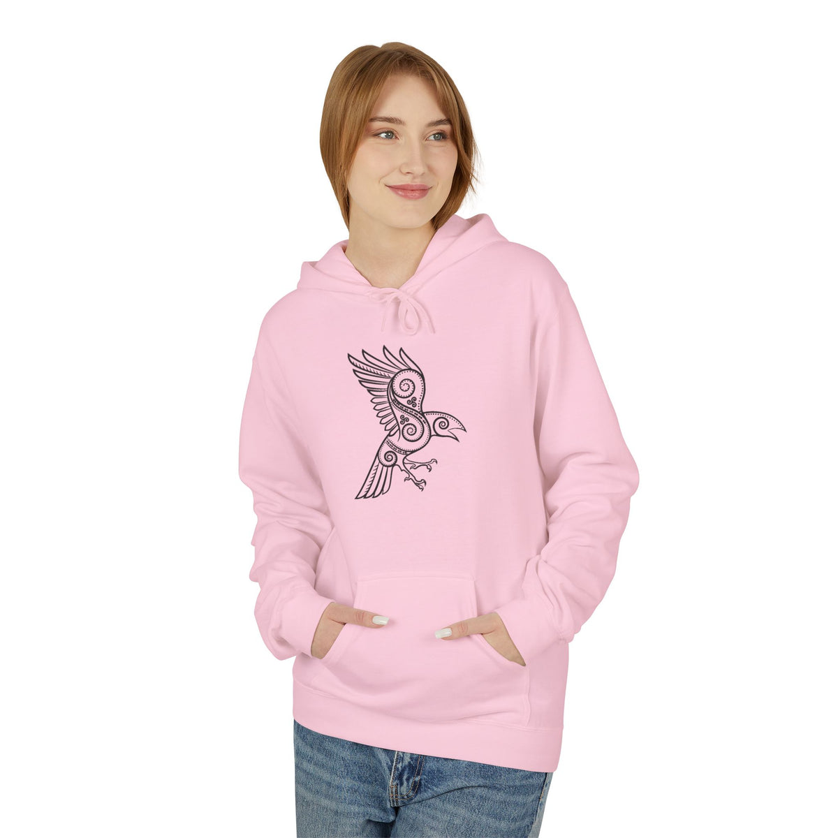The Raven – Odin’s Messengers-Hoodie — Bird Outline Graphic Pullover