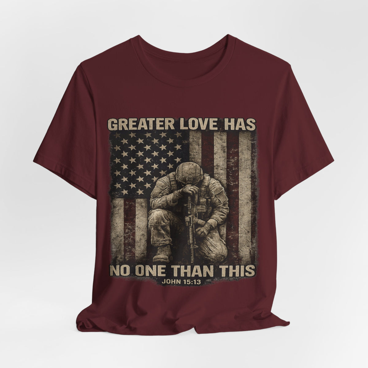 Military Tribute T-Shirt — "Greater Love Has No One Than This" Patriotic Veteran Tee