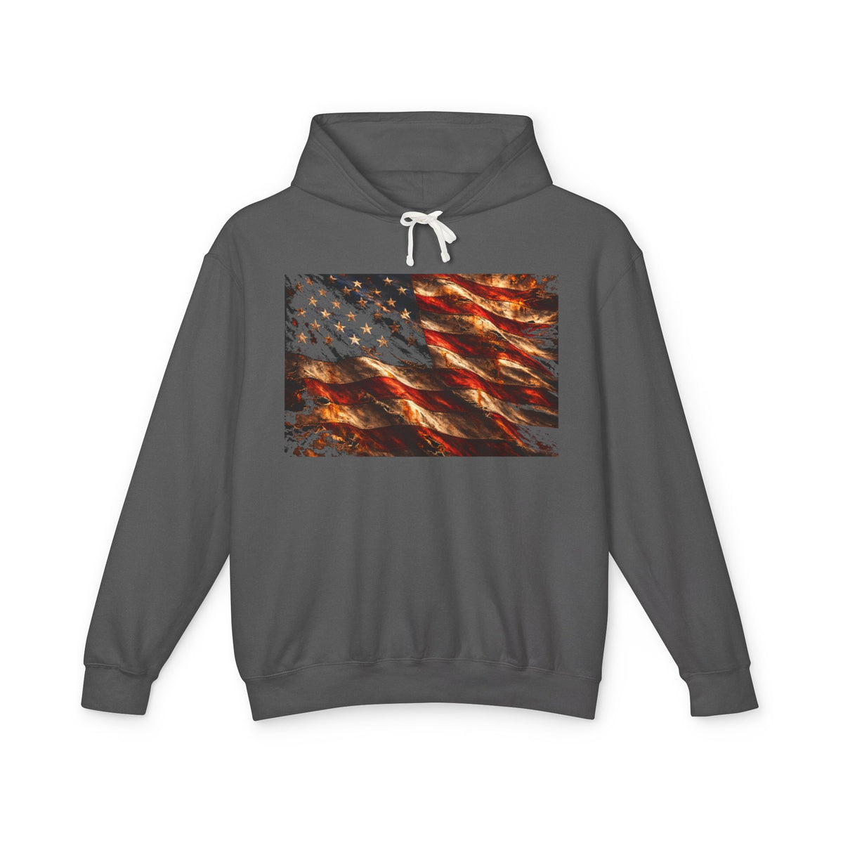 USA Abstract American Flag Hoodie — Distressed Stars & Stripes Pullover