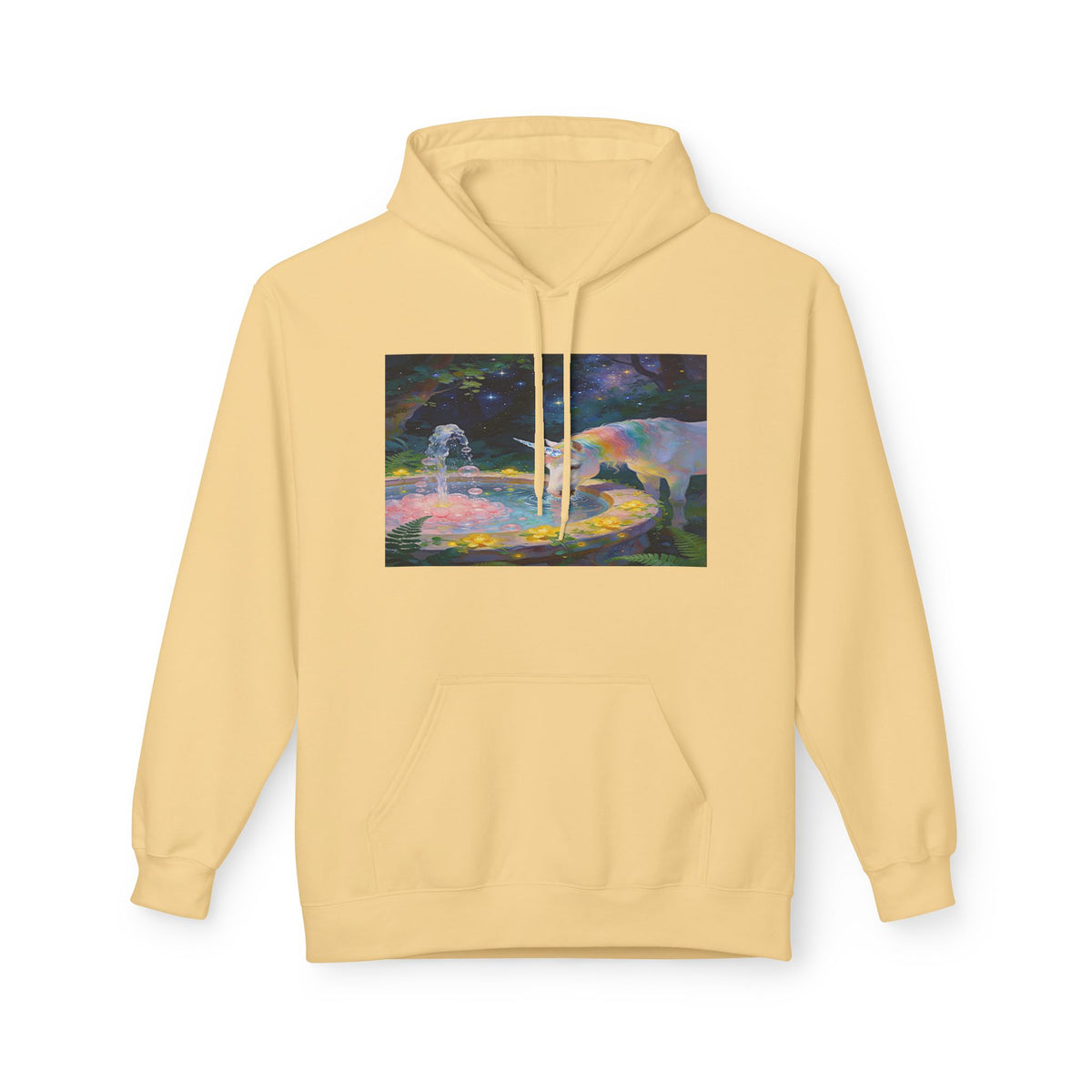 Aurora Bear & Fountain Hoodie — Dreamy Watercolor Wildlife Pullover