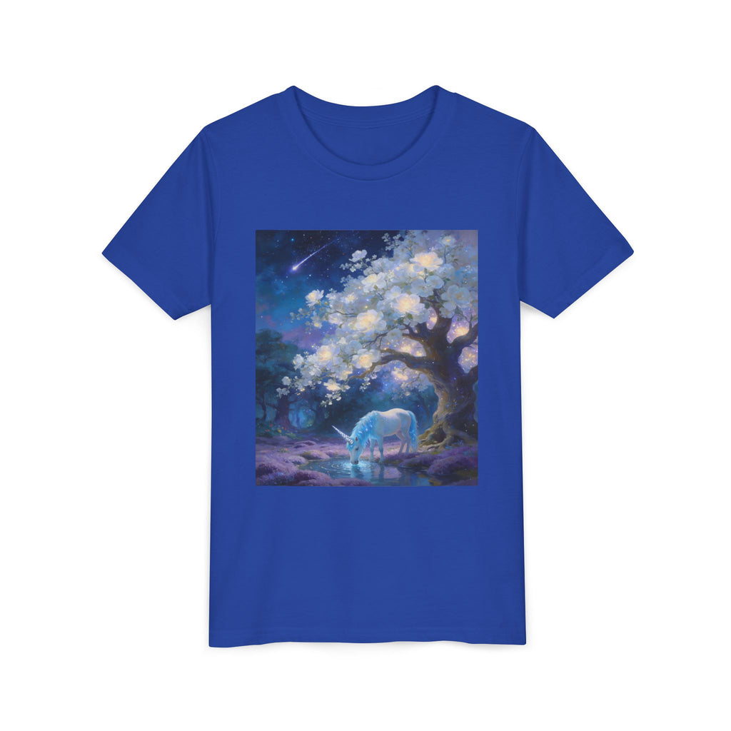 Youth Tee — Dreamy Moonlit Deer & Blossom Tree Graphic