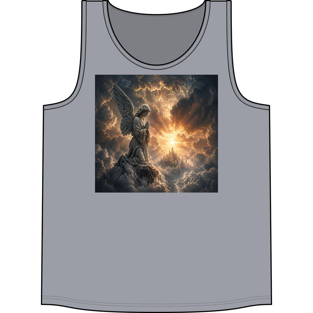 Angel of Light Tank Top — Dramatic Guardian Wings Graphic Concert Tank