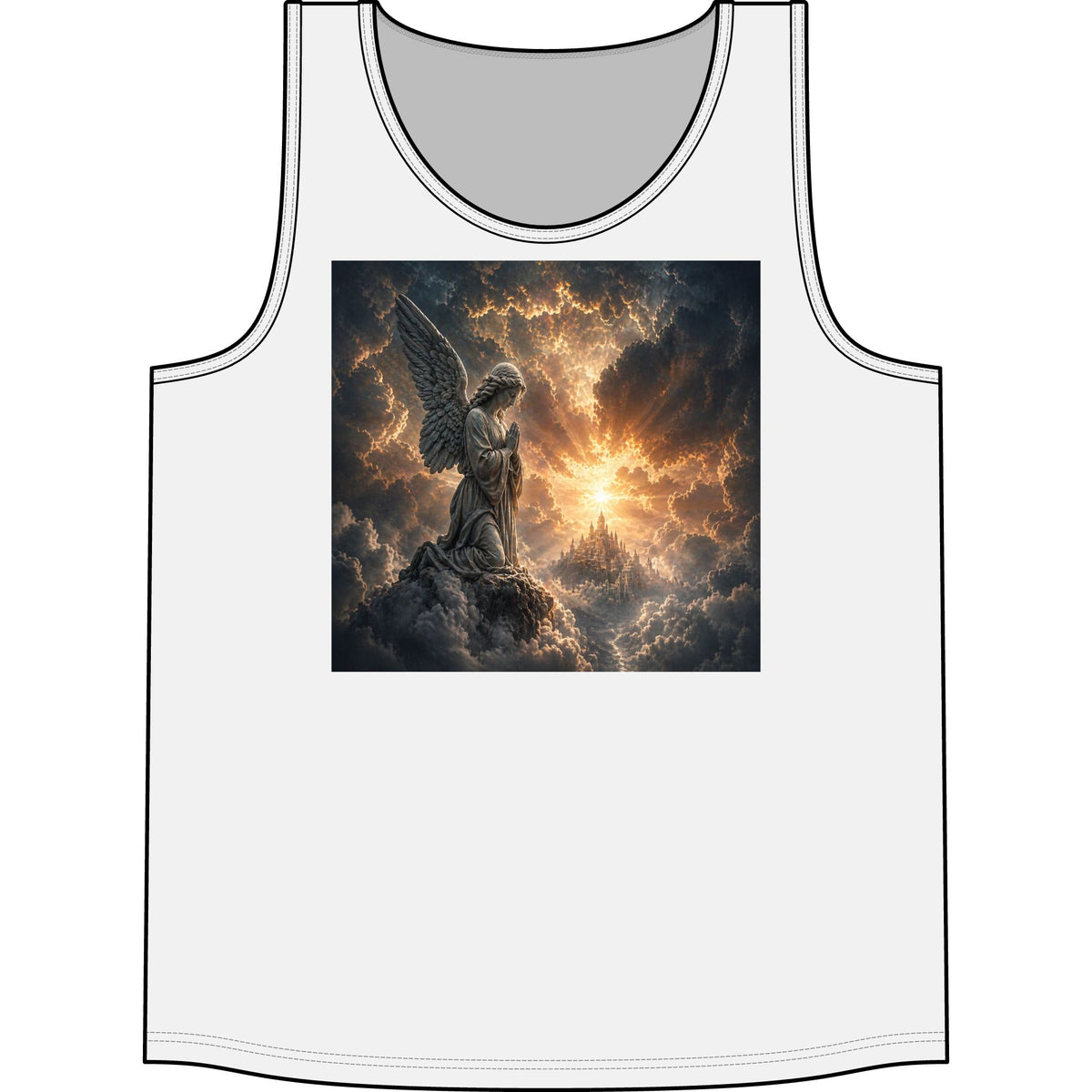 Angel of Light Tank Top — Dramatic Guardian Wings Graphic Concert Tank