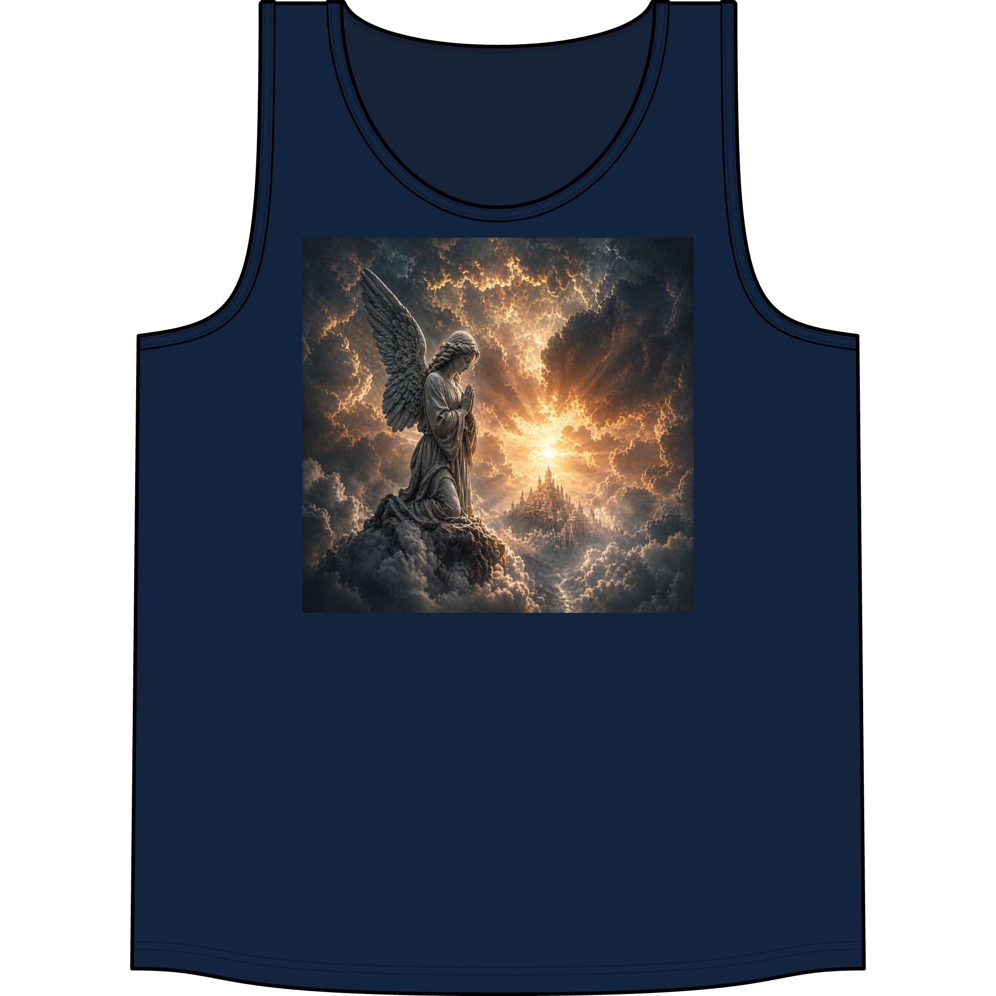 Angel of Light Tank Top — Dramatic Guardian Wings Graphic Concert Tank