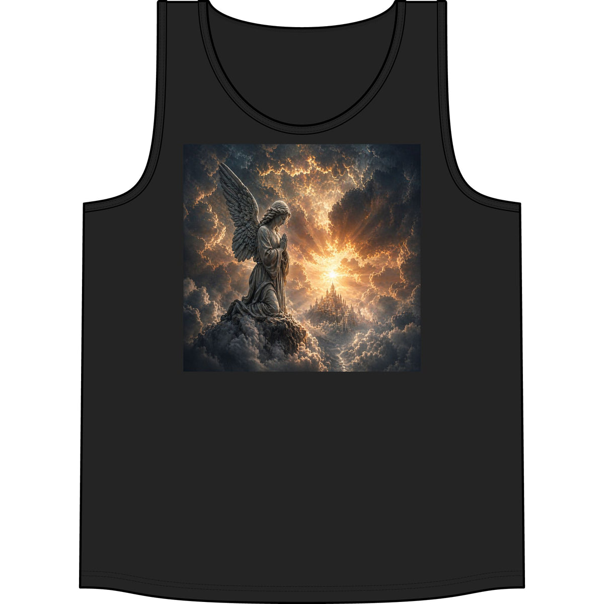 Angel of Light Tank Top — Dramatic Guardian Wings Graphic Concert Tank