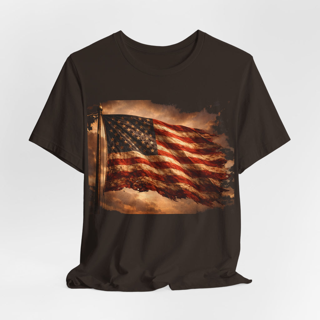Distressed American Flag T‑Shirt — Vintage Patriotic Tee for 4th of July & Veterans