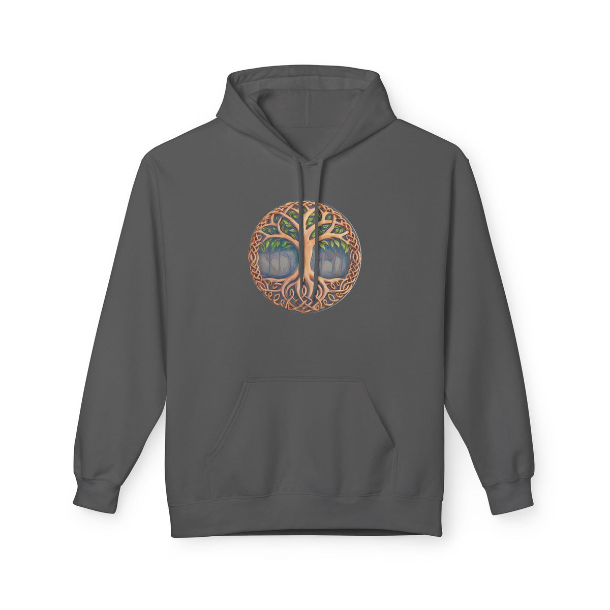 Yggdrasil Tree of Life Cotton Hoodie — Botanical Circle Art Sweatshirt