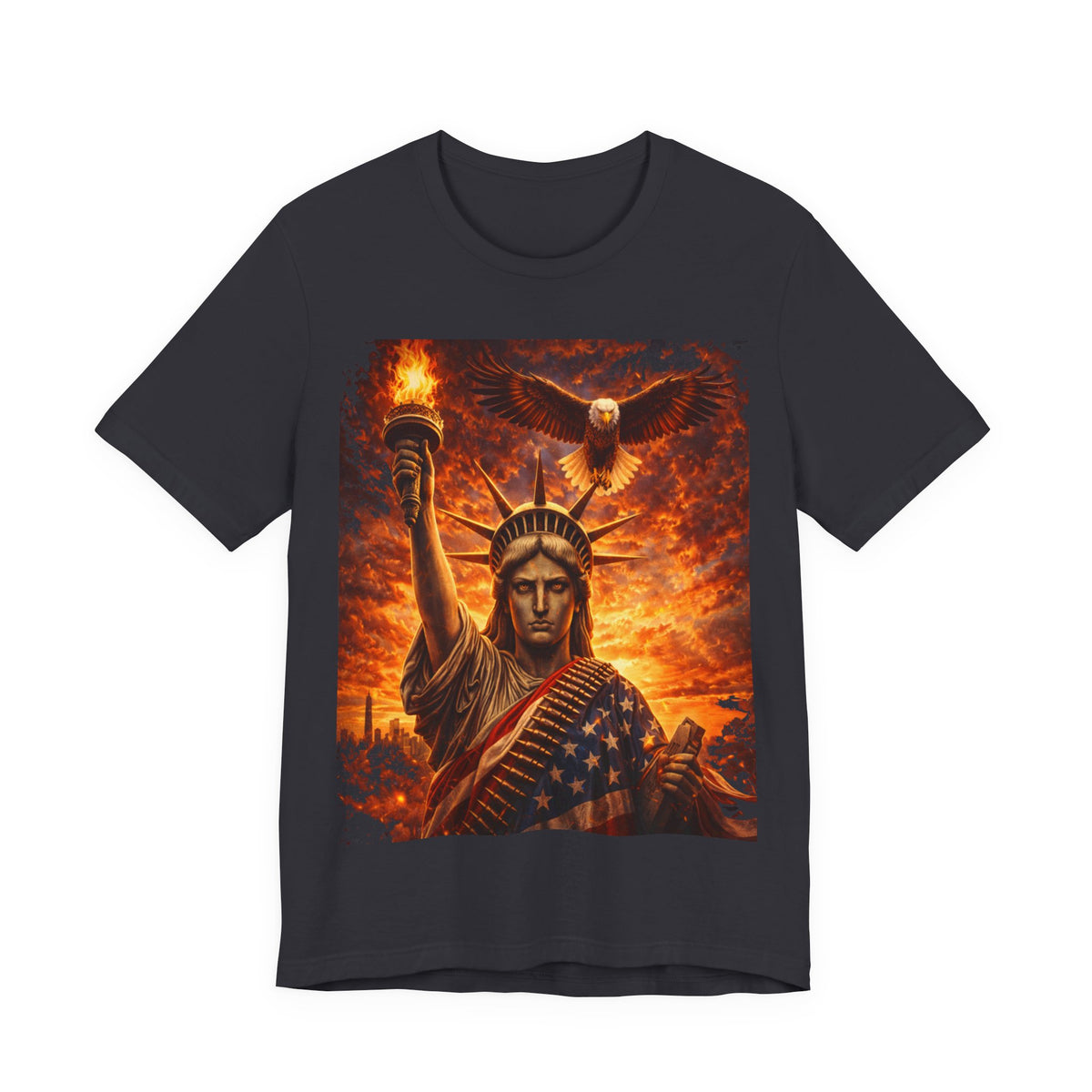 Statue of Liberty Eagle Graphic Tee — Patriotic American Flag T-Shirt