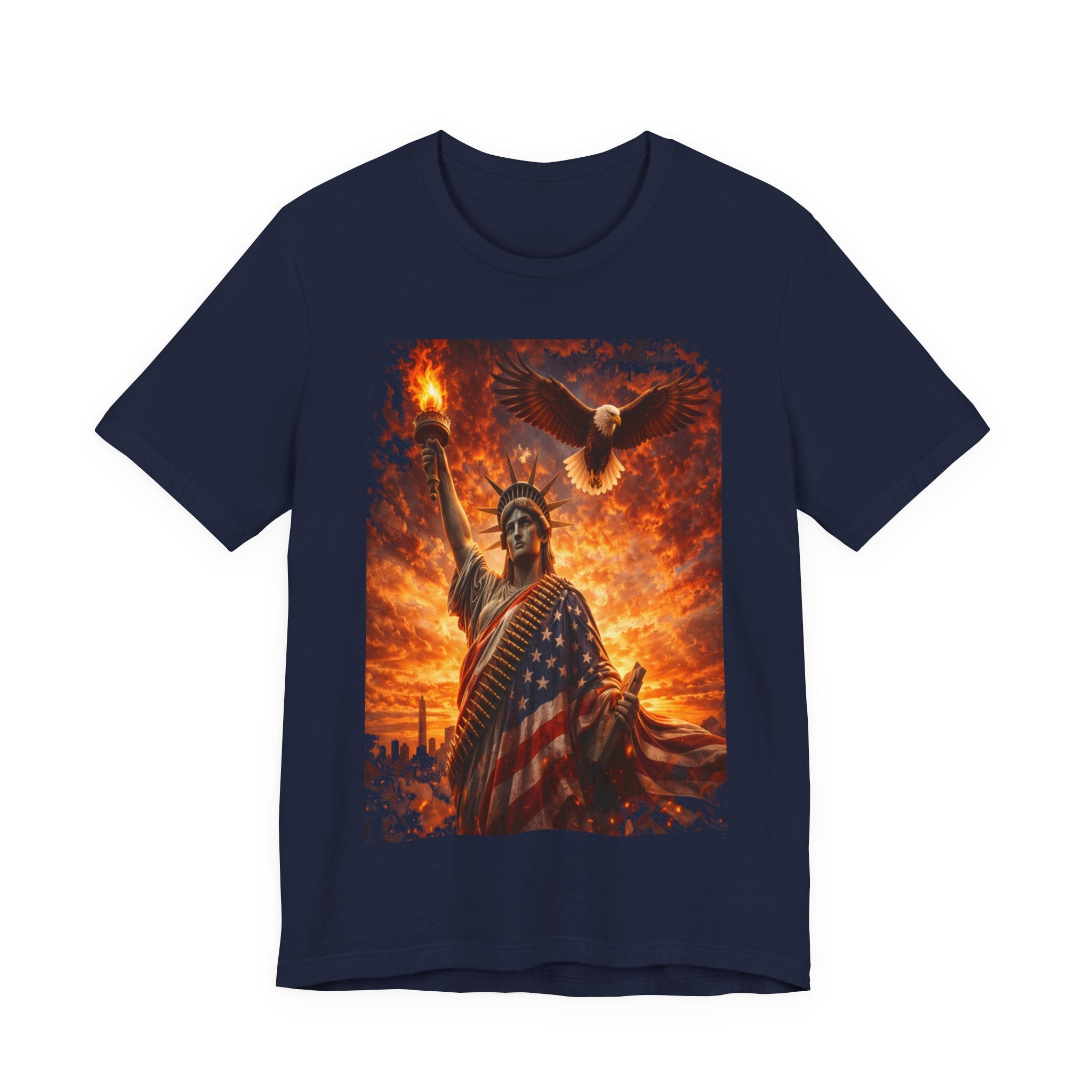 Liberty & Pride T-Shirt — Statue of Liberty with American Flag and Dove