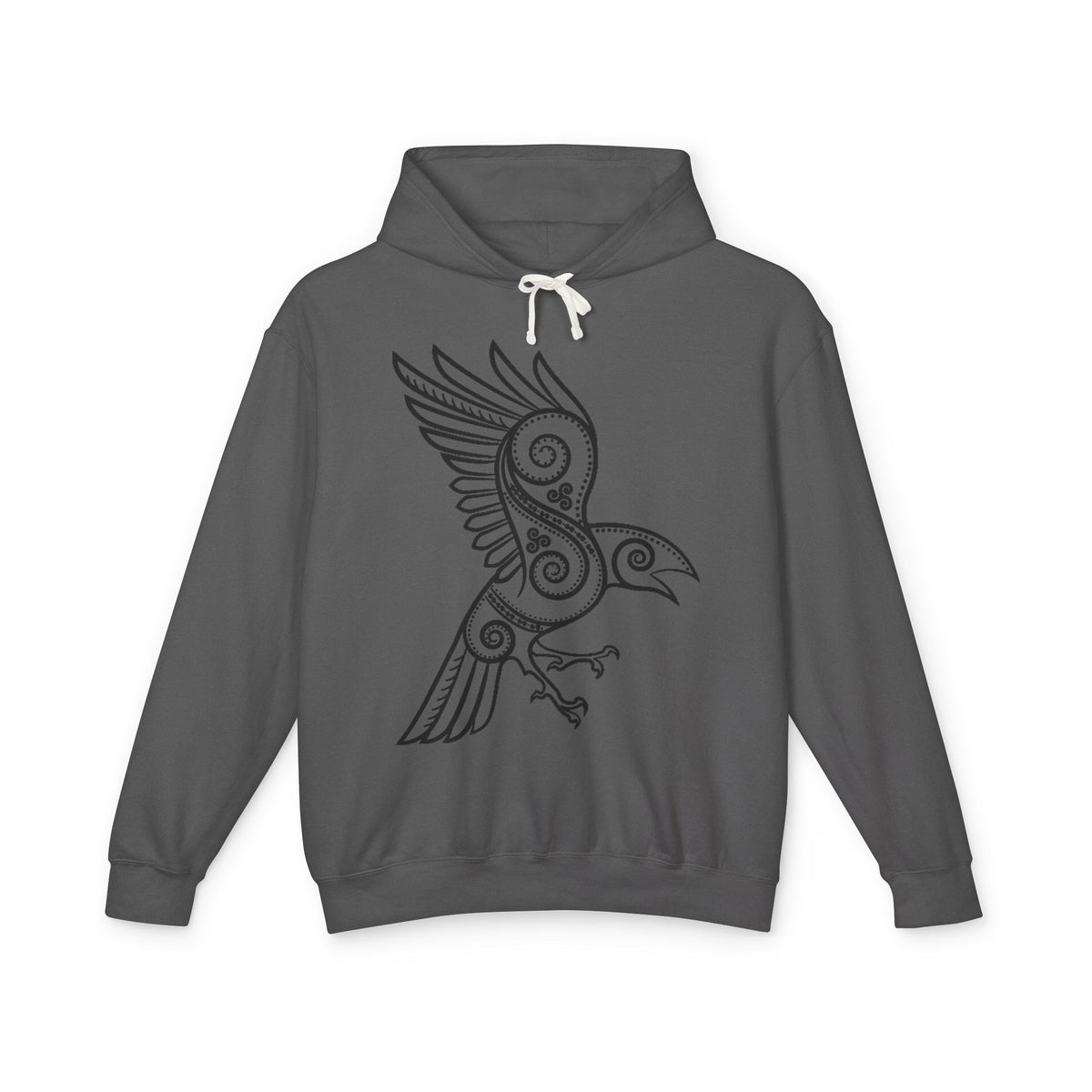 The Raven – Odin’s Messengers-Tribal Raven Hoodie — Intricate Celtic Bird Graphic Lightweight Sweatshirt