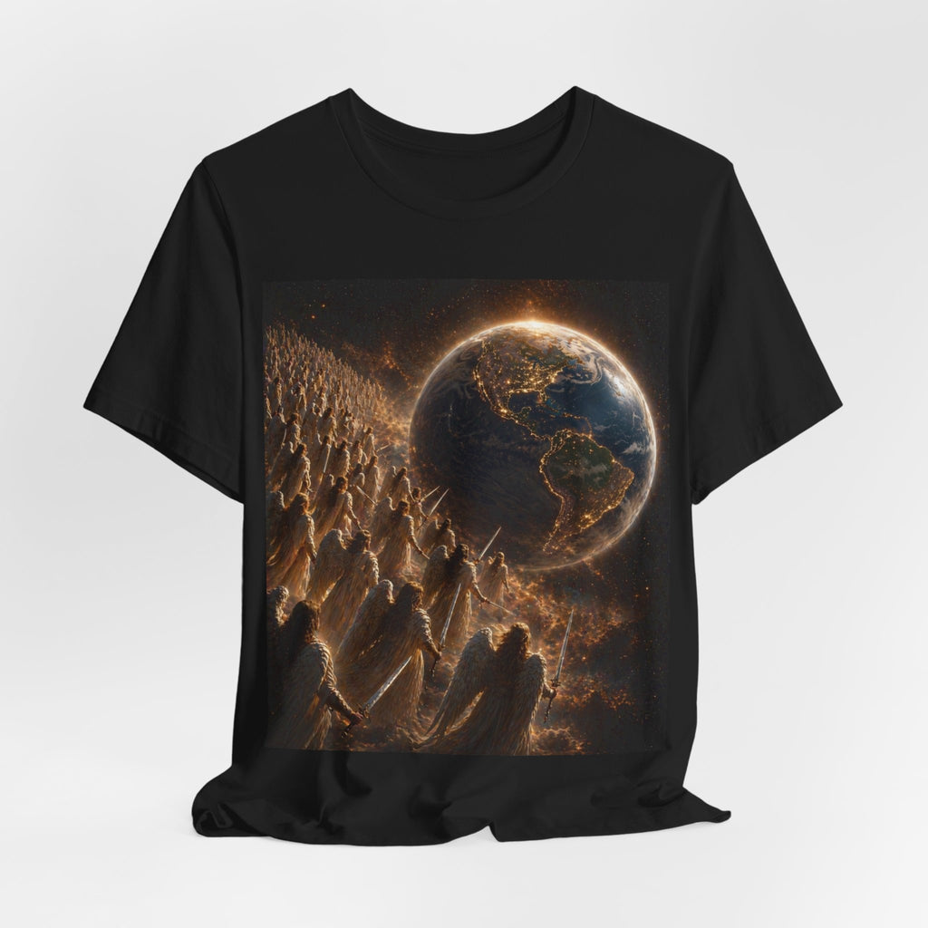 Earth Rise Graphic Tee — Glowing Planet & Mountainscape T-Shirt