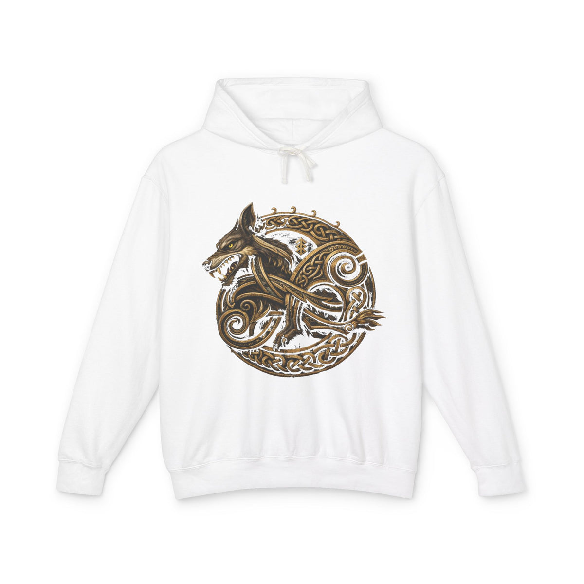 Viking Wolf Circle Hoodie — Norse Celtic Rune Graphic Sweatshirt