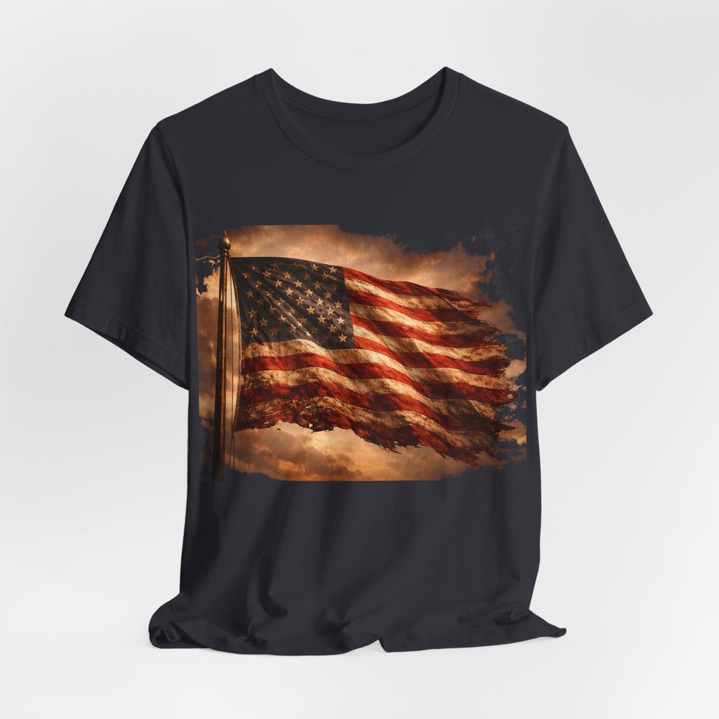Distressed American Flag T‑Shirt — Vintage Patriotic Tee for 4th of July & Veterans