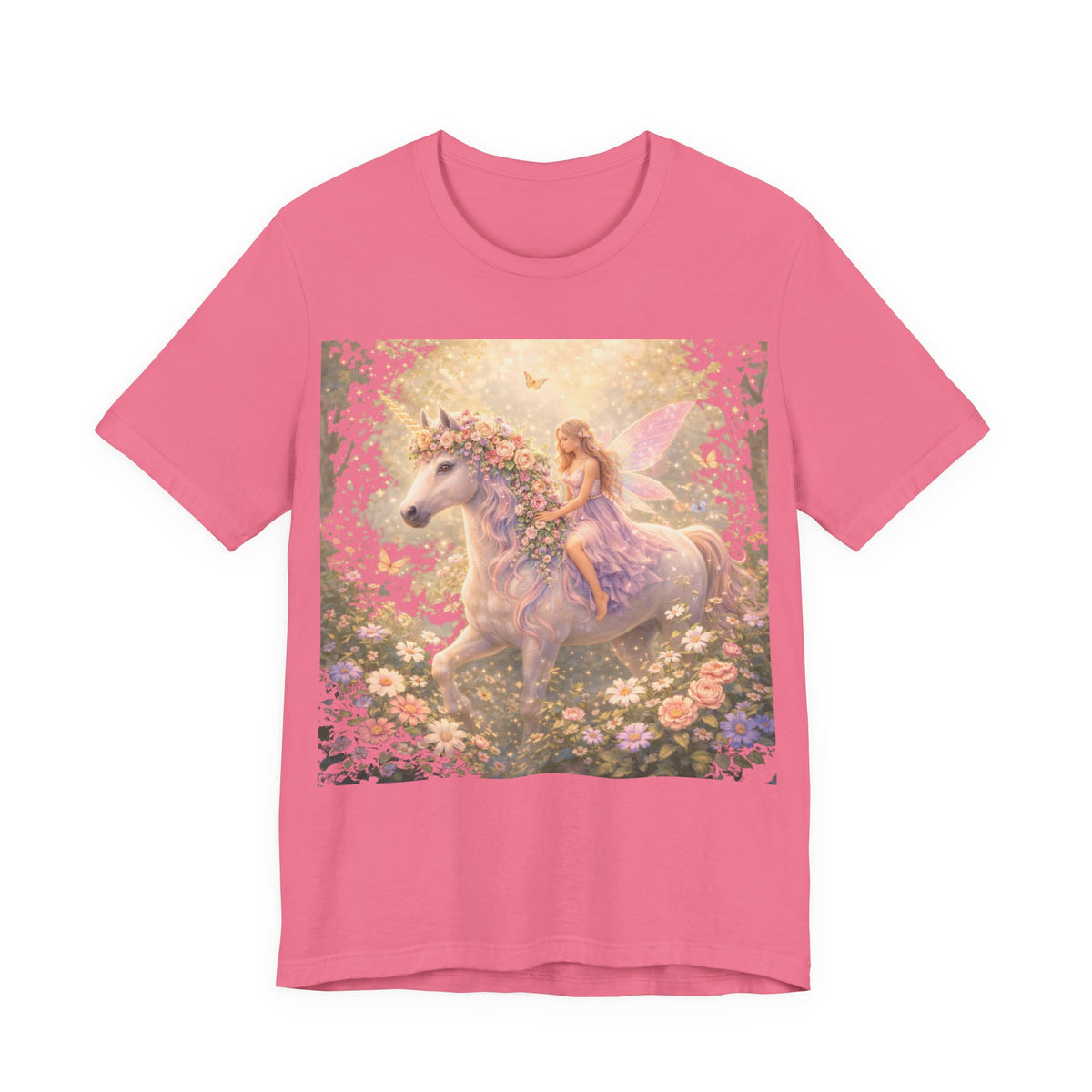Fairy and Unicorn Tee — Whimsical Garden Fantasy T-Shirt