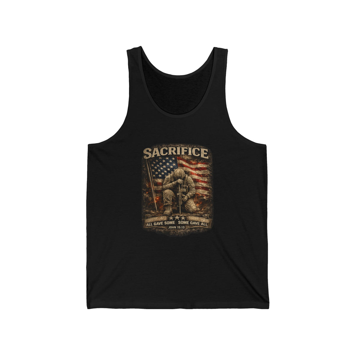 Sacrifice Military Tank Top — American Flag Veteran Tribute Jersey