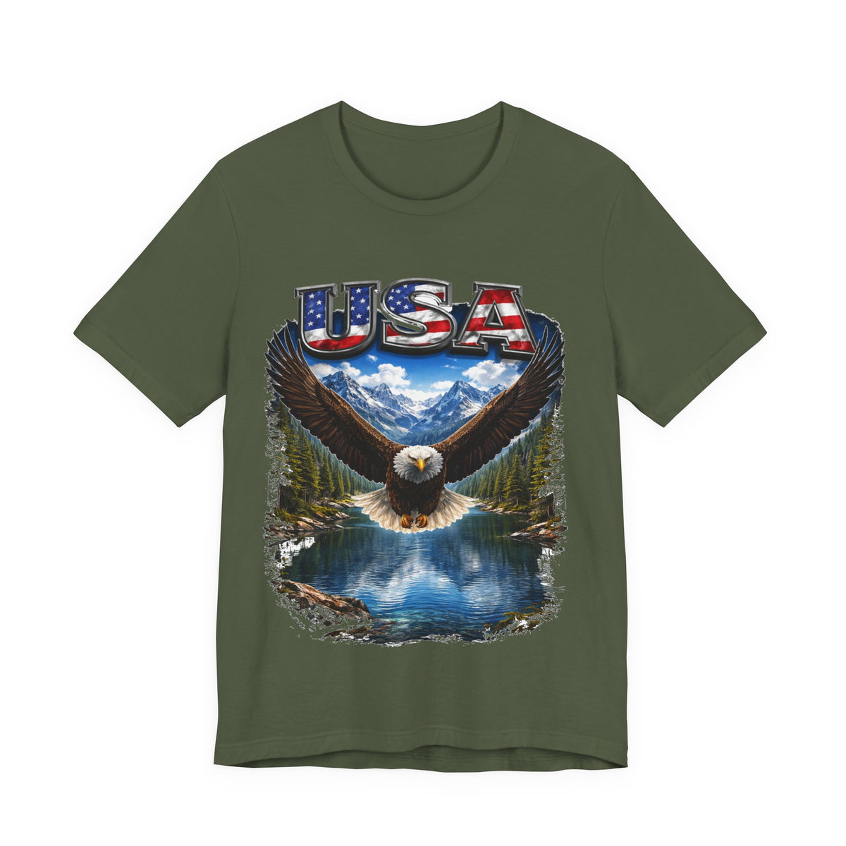 USA Eagle T-Shirt - Patriotic Bald Eagle Scenic Graphic Tee