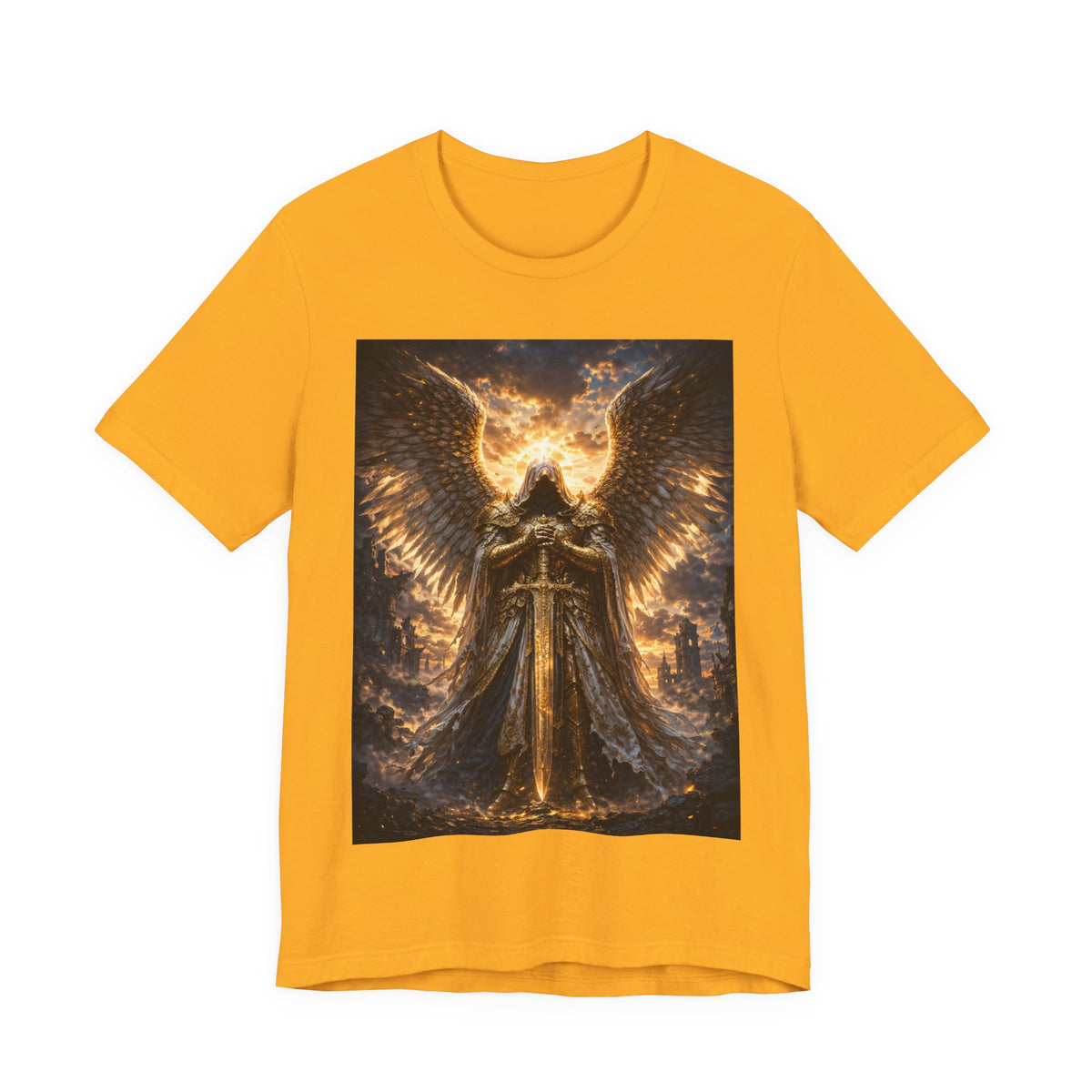 Angel Guardian T-Shirt — Golden Warrior Wings Graphic Tee