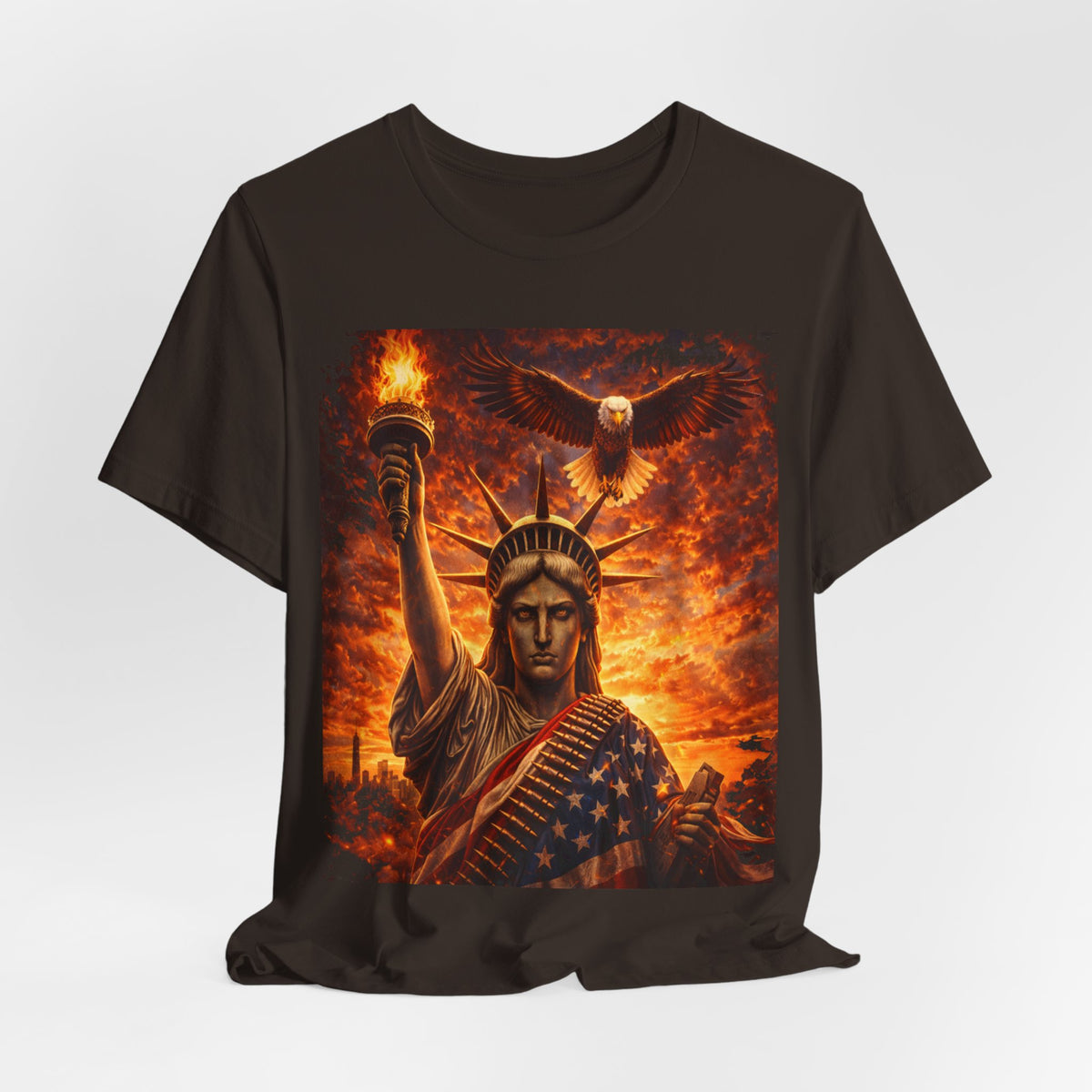 Statue of Liberty Eagle Graphic Tee — Patriotic American Flag T-Shirt