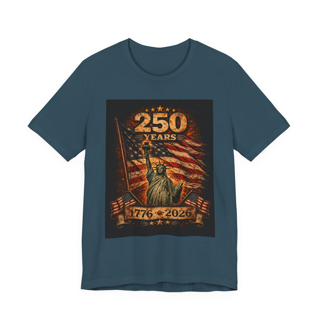 250 Years USA Liberty T-Shirt – 1776-2026 American Flag & Statue of Liberty Tee