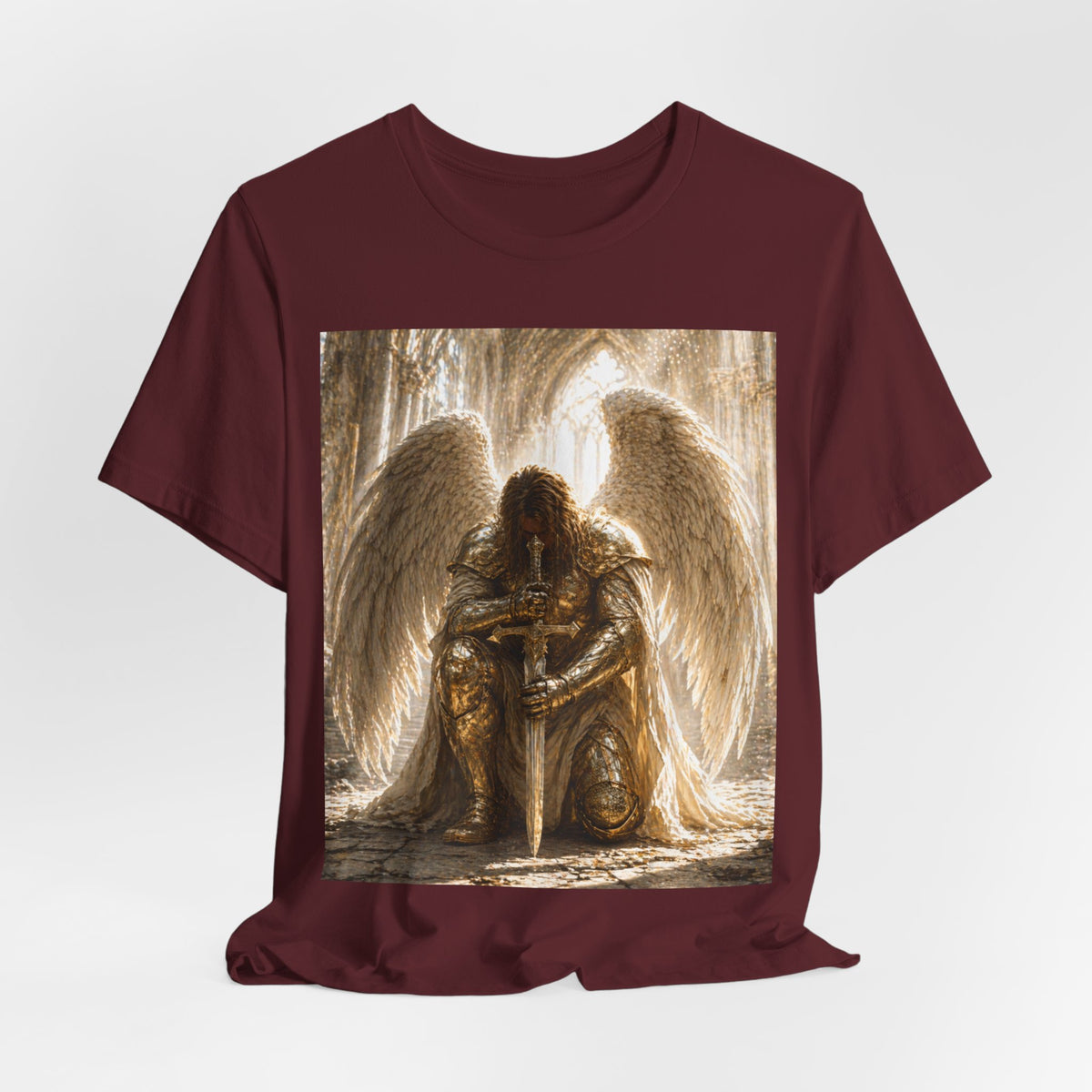 Guardian Angel Graphic Tee — Praying Winged Warrior T-Shirt