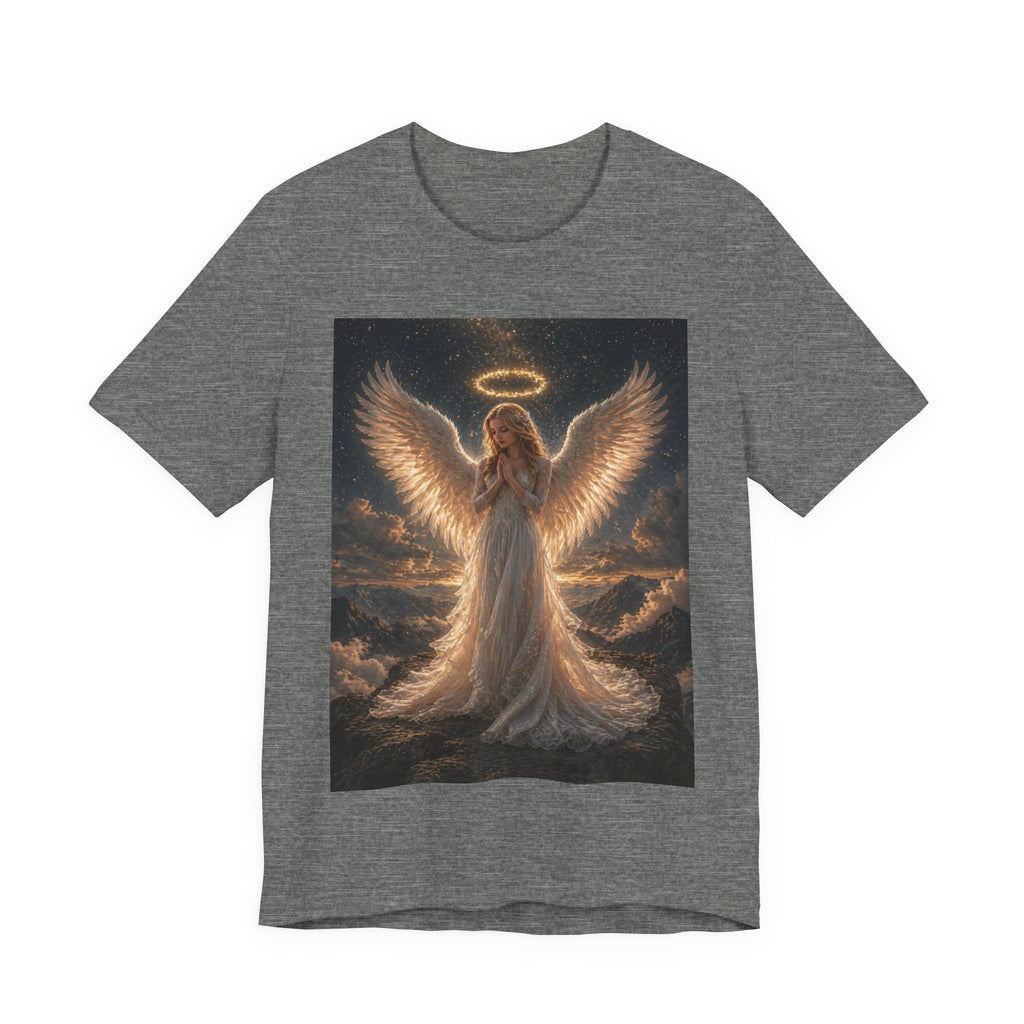 Angel Wings Graphic Tee — Glowing Halo Spiritual T-Shirt