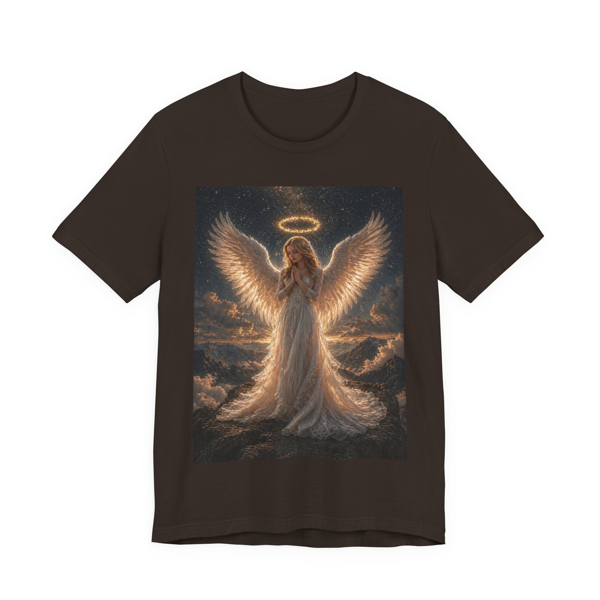 Angel Wings Graphic Tee — Glowing Halo Spiritual T-Shirt