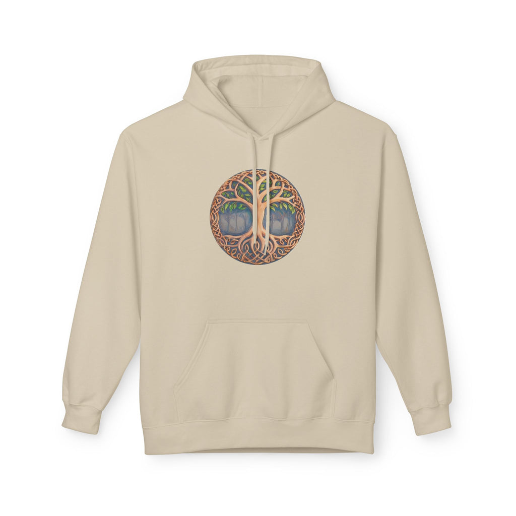 Yggdrasil Tree of Life Cotton Hoodie — Botanical Circle Art Sweatshirt