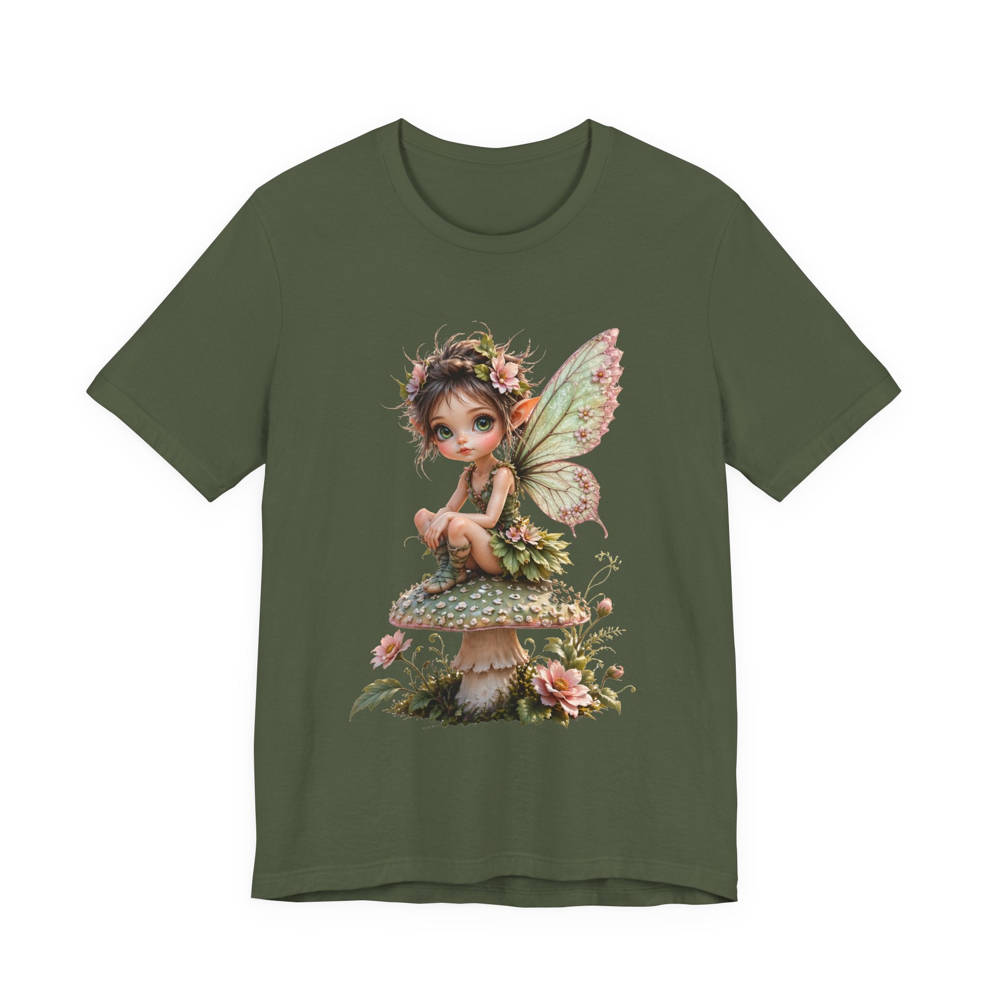 Fairy Mushroom Tee — Cute Woodland Fairy Sitting on Toadstool Graphic T-Shirt