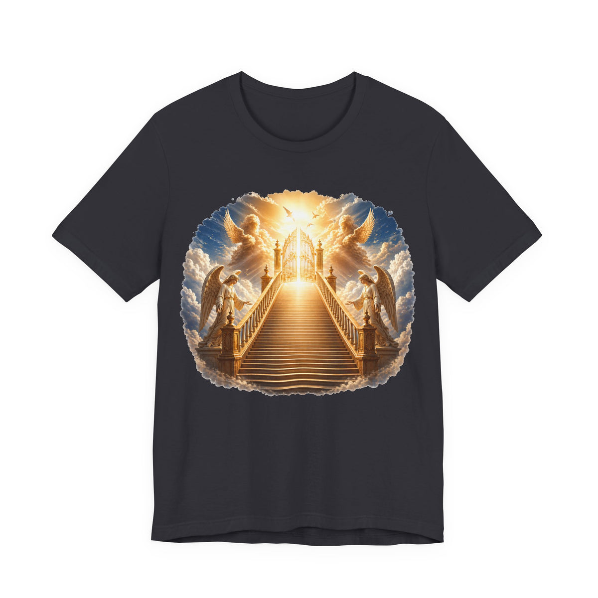Heavenly Golden Stairway T‑Shirt — Angelic Gates Spiritual Tee