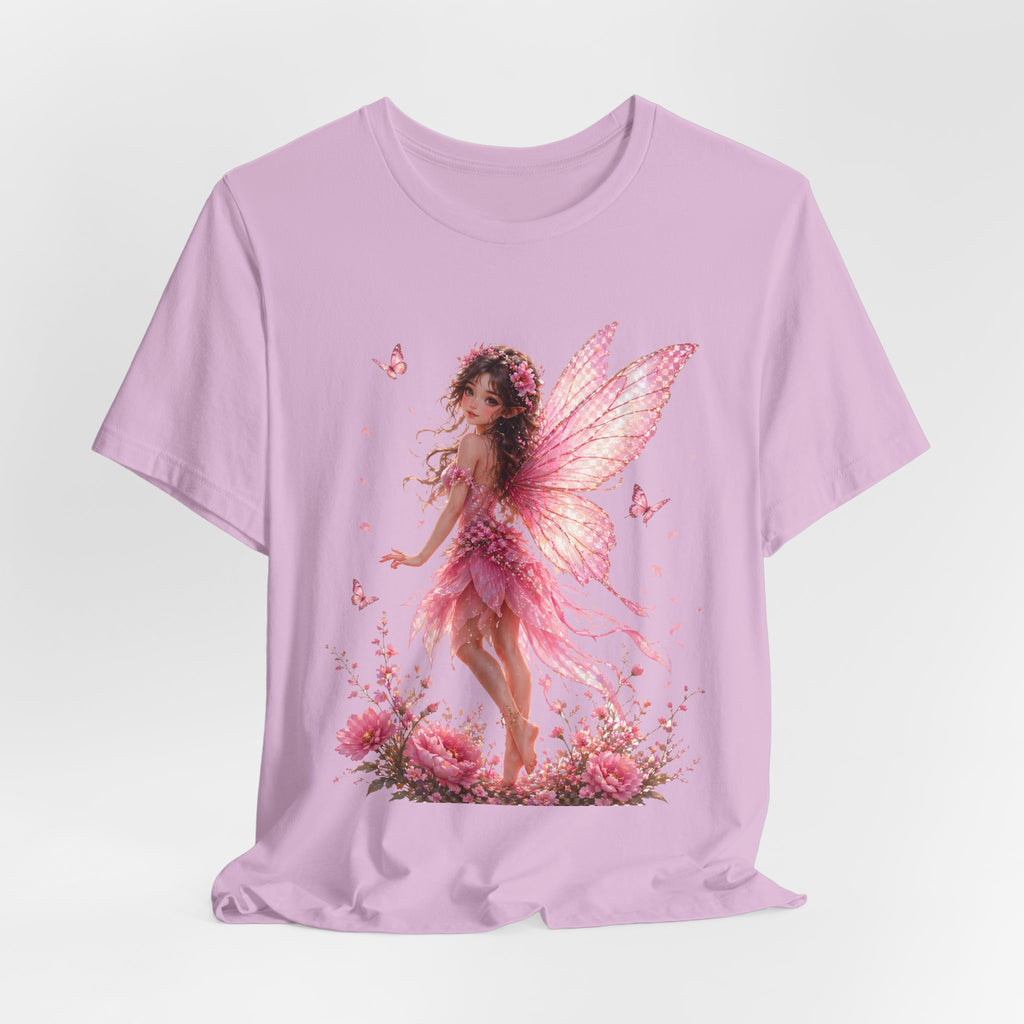 Fairy Wings T‑Shirt — Pink Floral Fantasy Fairy Tee for Women & Girls