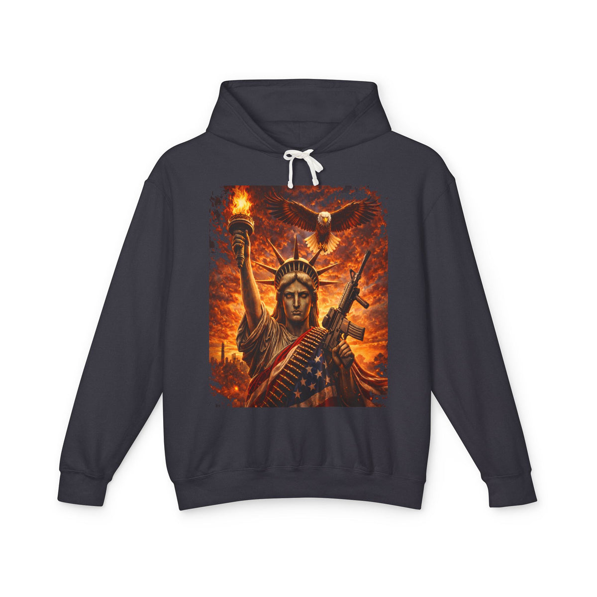 Hoodie - Liberty Warrior Statue Graphic Hoodie