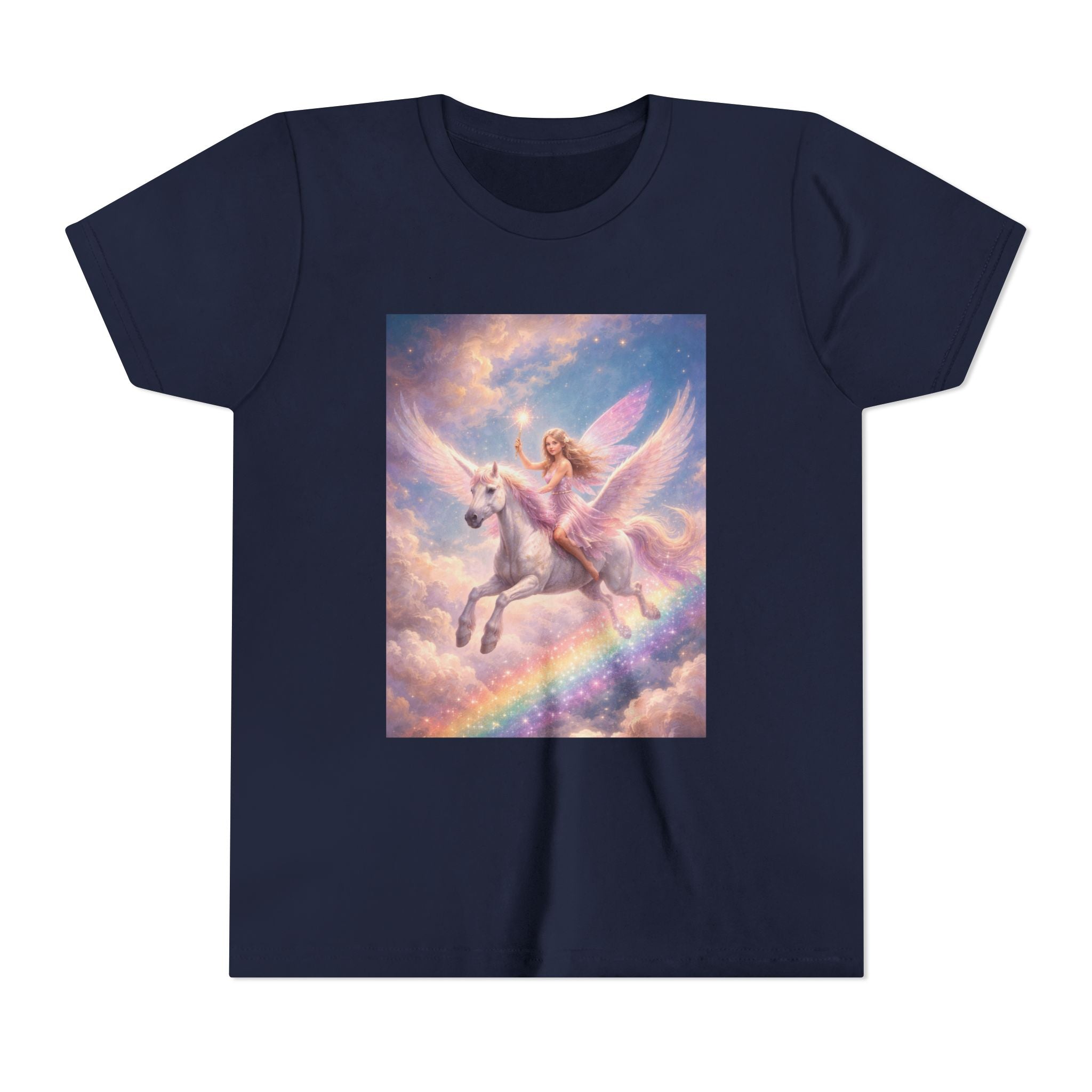 Youth Tee — Magical Unicorn Pegasus Rainbow Graphic T‑Shirt for Kids