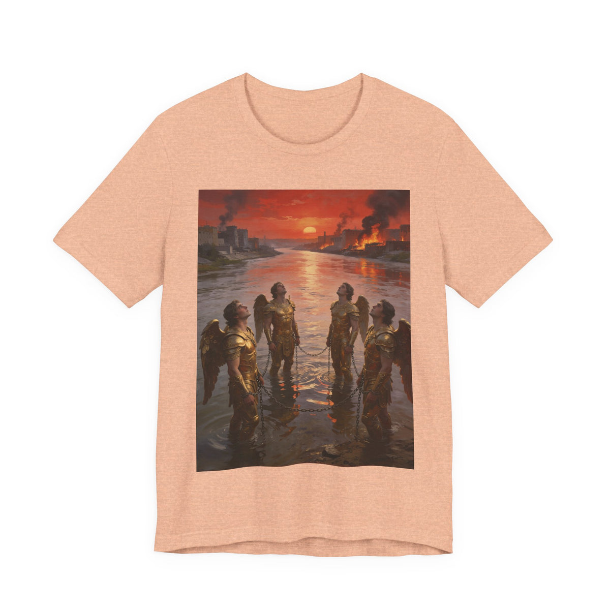 Revelation 9 reveals four fallen angels bound in the Euphrates River, awaiting God’s appointed time to bring judgment. T-Shirt