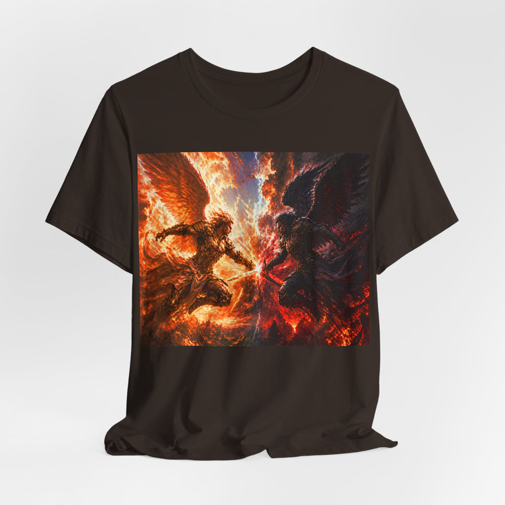 Angel vs Demon Battle T-Shirt — Fiery Fantasy Art Graphic Tee