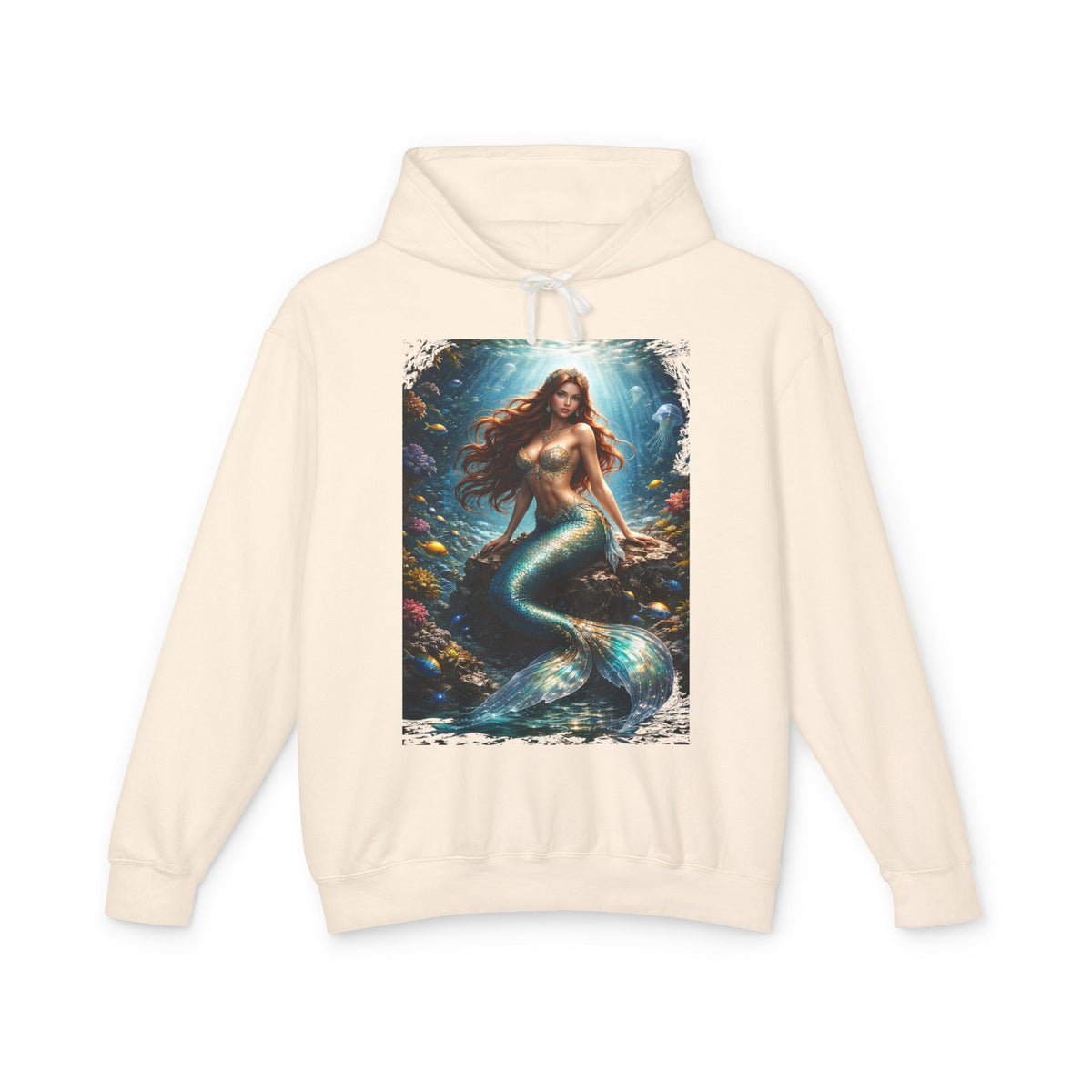 Mermaid Art Hooded Sweatshirt — Mystical Ocean Fantasy Hoodie