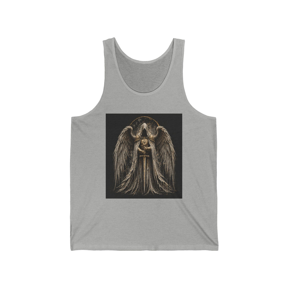 Angel Guardian Tank Top — Gothic Winged Angel Holding Sword Graphic Tank