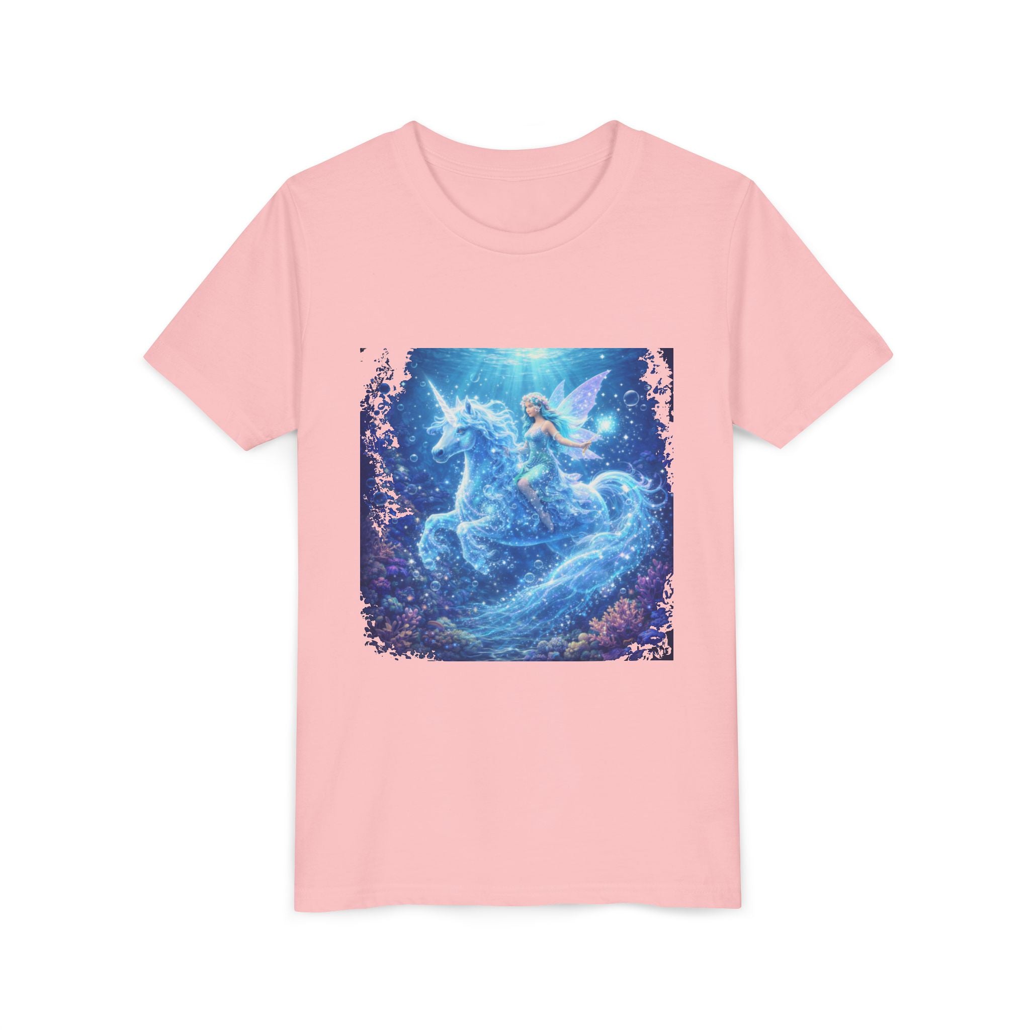 Magical Blue Unicorn & Fairy Youth T-Shirt – Enchanted Fantasy Tee for Kids