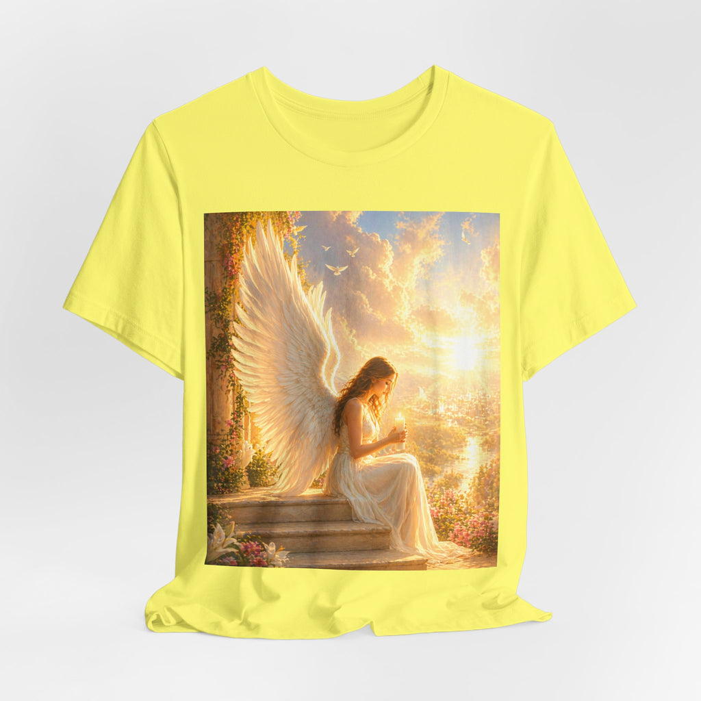 Angel Prayer T‑Shirt — Serene Winged Angel Graphic Tee for Spiritual Gifts & Memorials