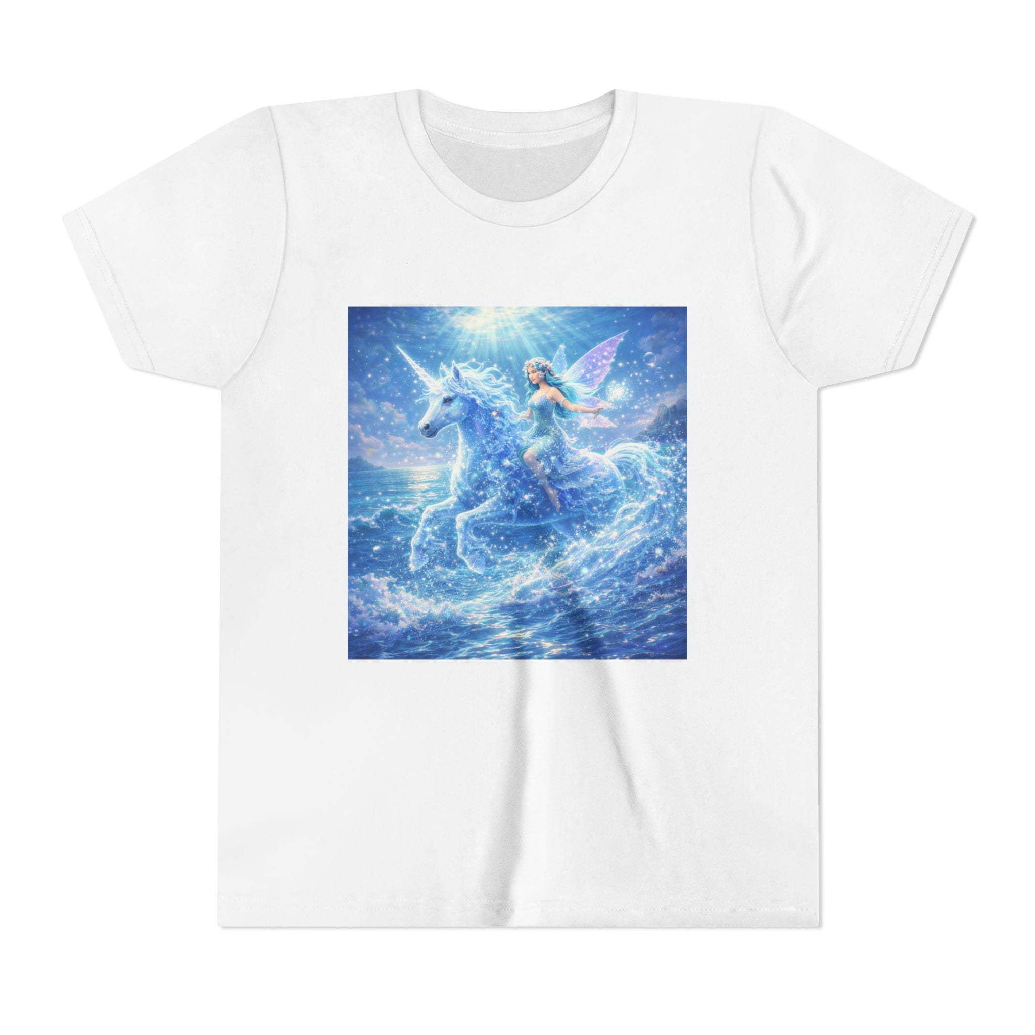 Kids Unicorn Fairy Tee — Magical Blue Pegasus Graphic Youth T-Shirt