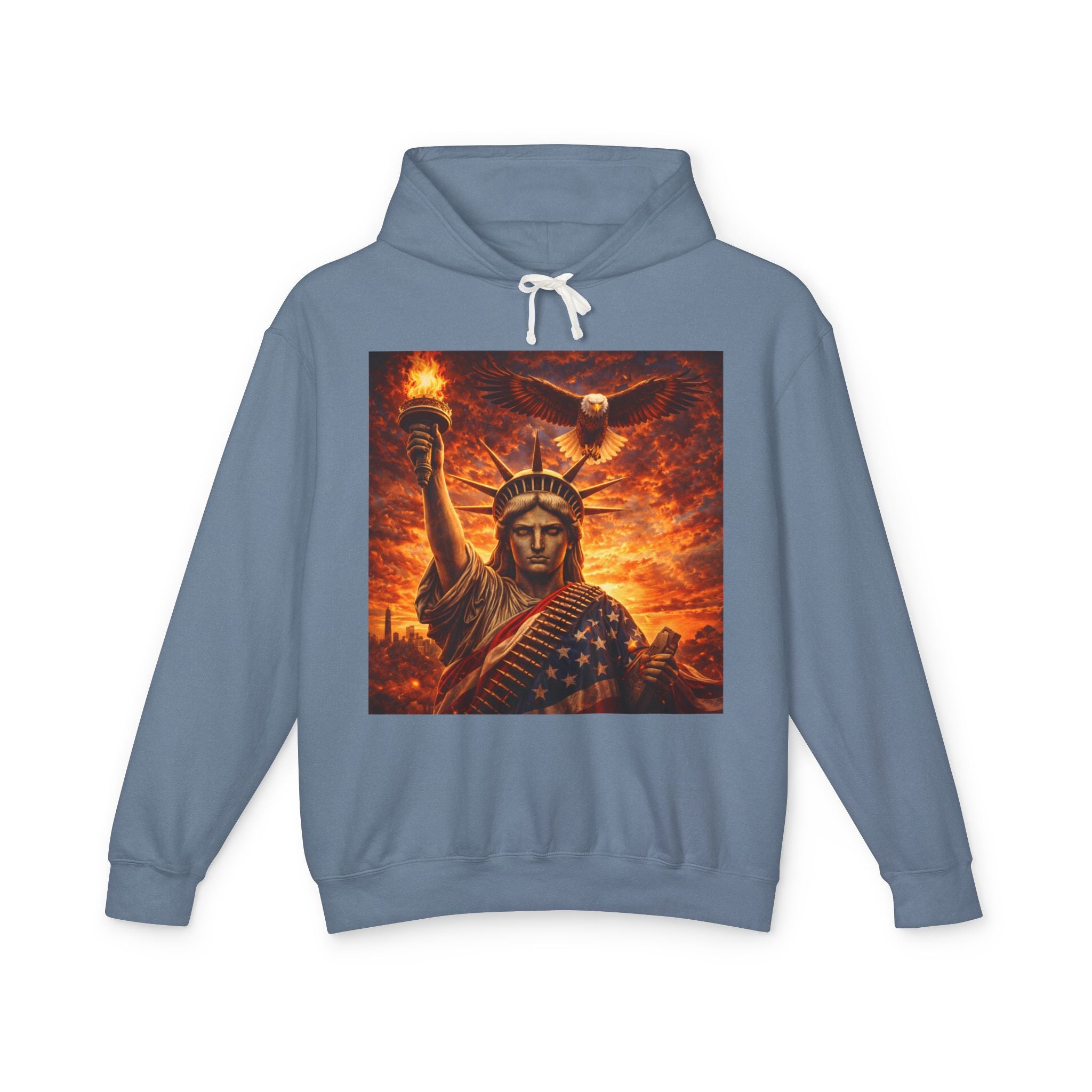 Statue of Liberty Sunset Hoodie — Patriotic American Freedom Sweatshirt